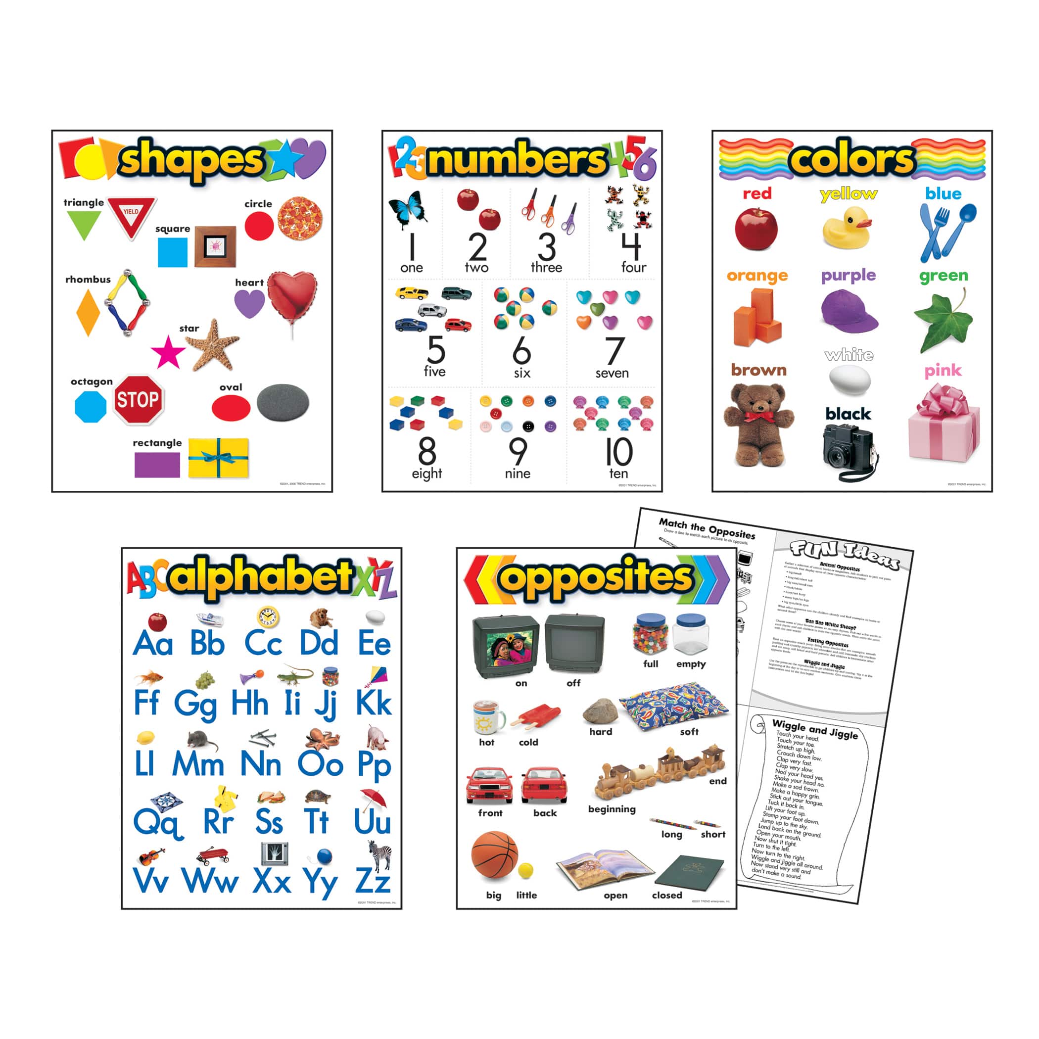 Kindergarten Basic Skills Learning Charts Combo Pack, Set of 5