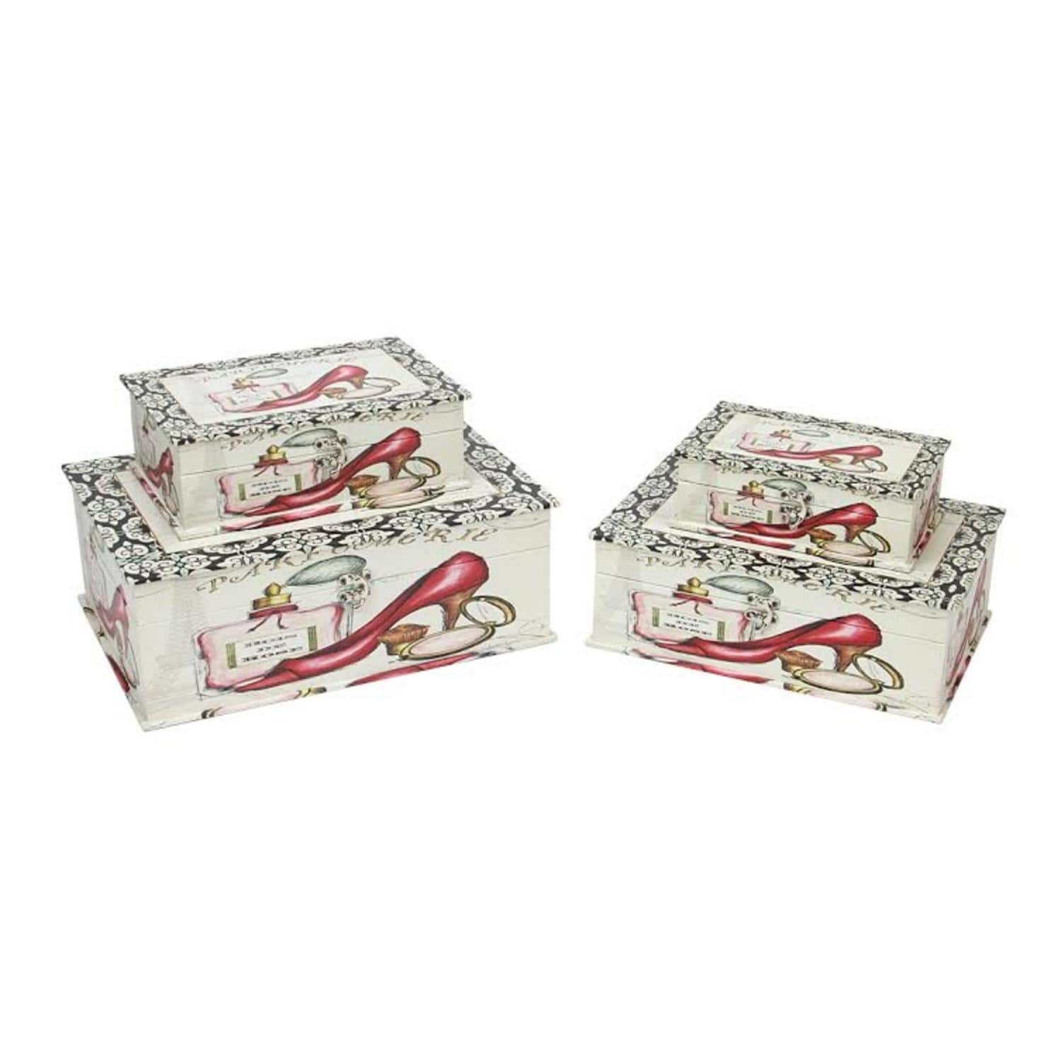 Vintage-Style French Fashion Wooden Storage Boxes Set