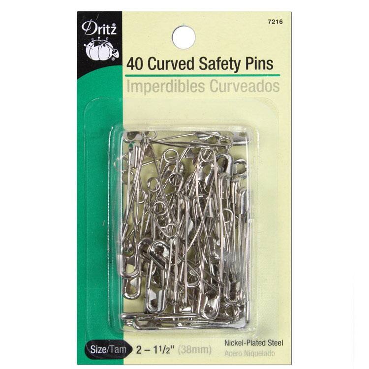 40 Curved Safety Pins, Size 2