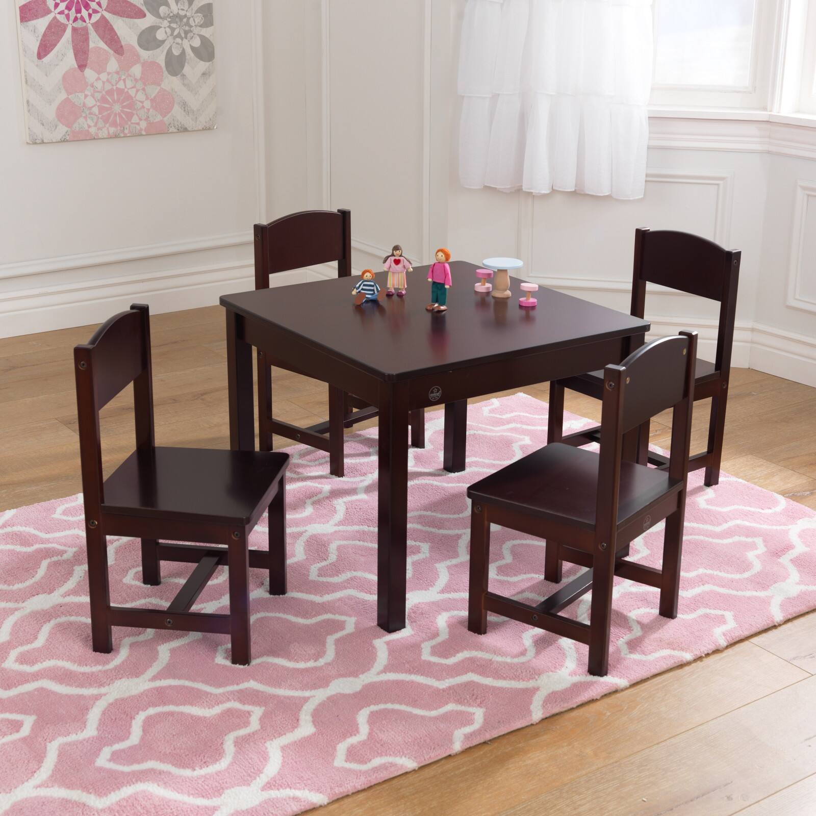 KidKraft Espresso Farmhouse Table &#x26; 4 Chair Set