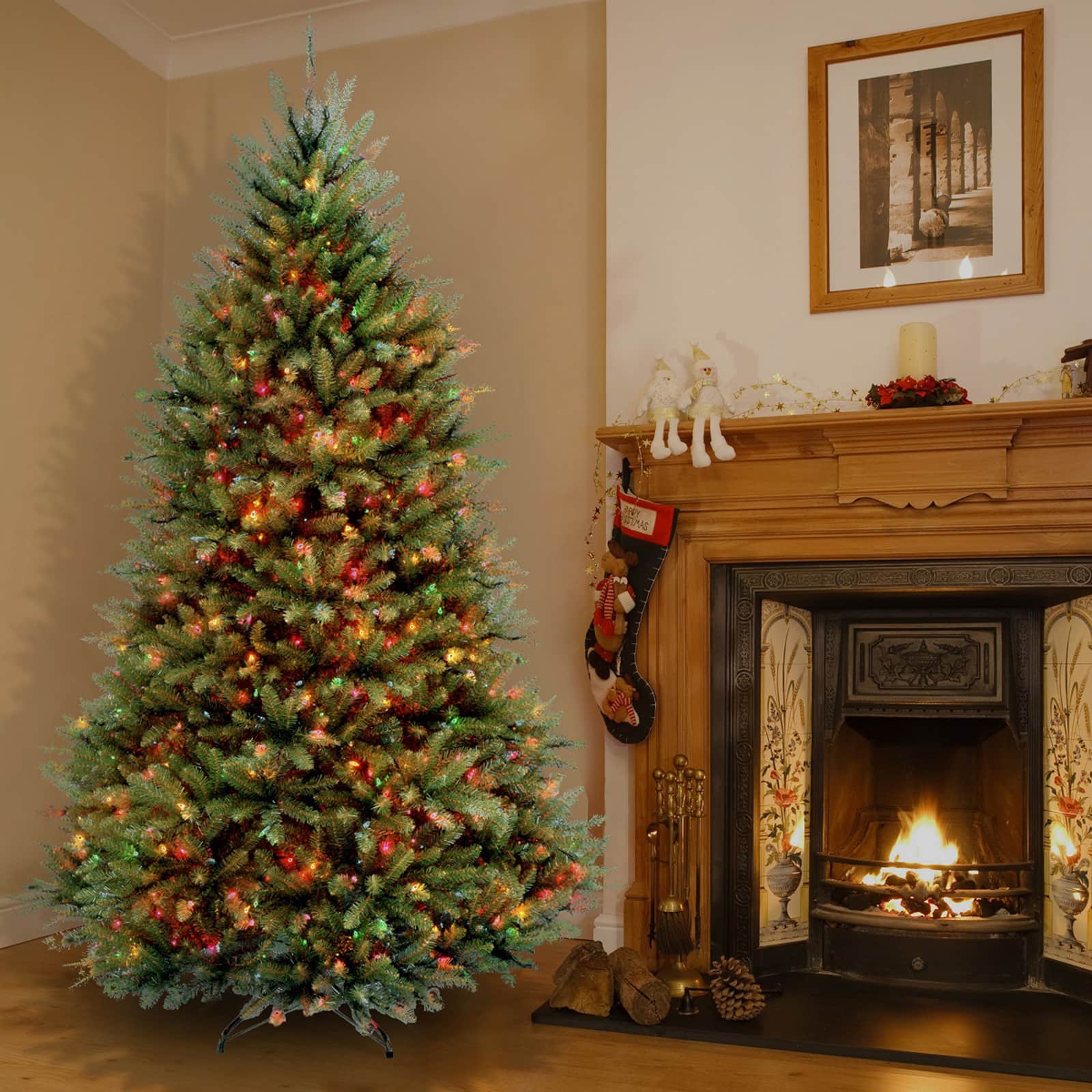 6.5 ft. Pre-Lit Dunhill&#xAE; Fir Full Artificial Christmas Tree, Multicolor Lights