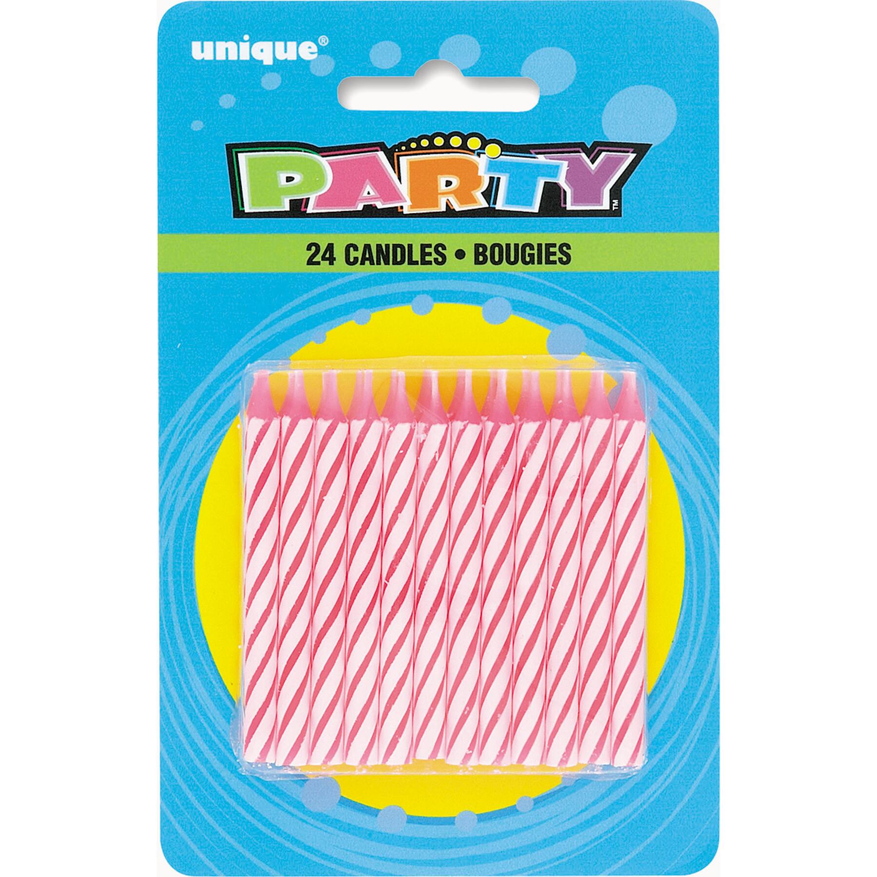 Striped Pink Birthday Candles | Birthday Party Supplies