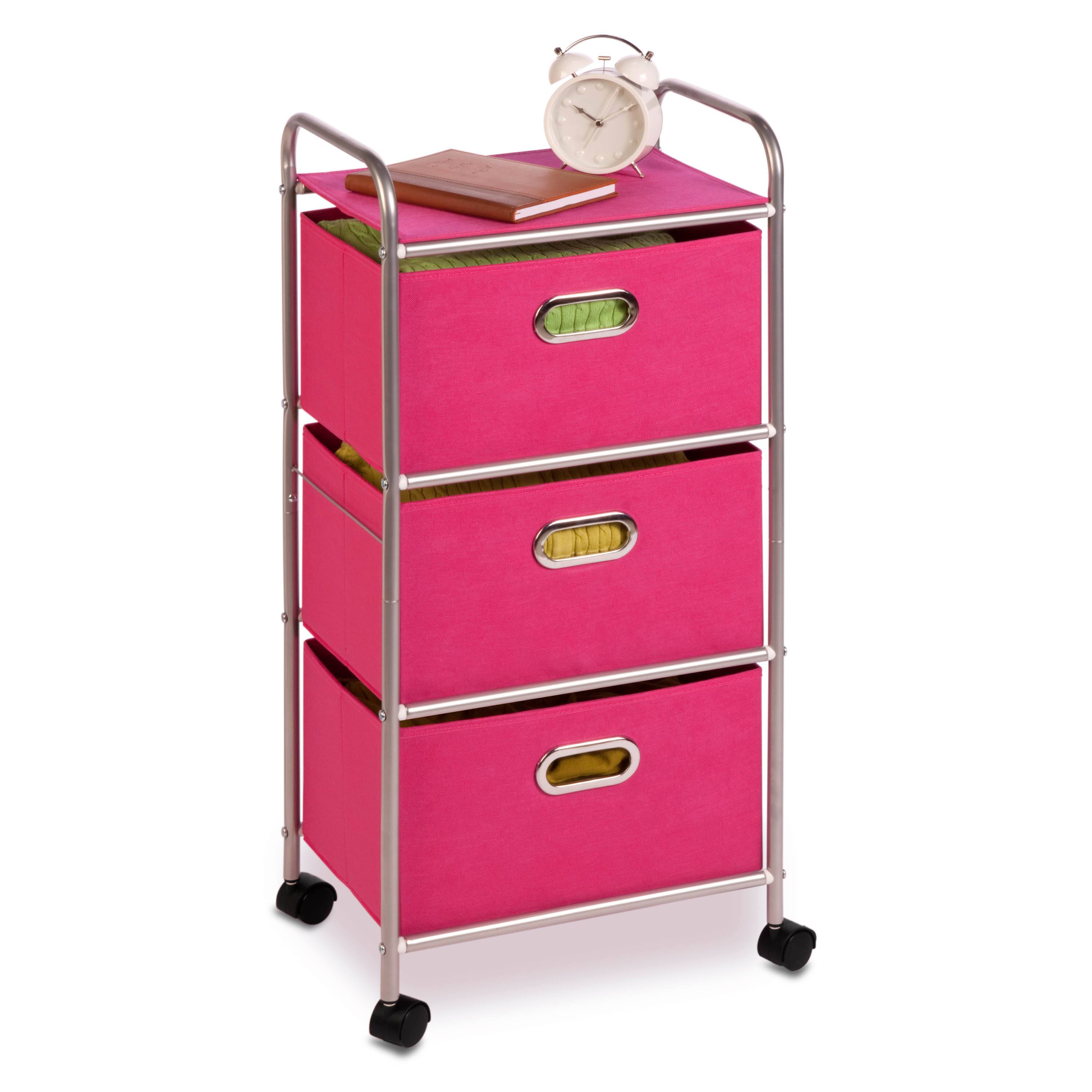 Honey Can Do Pink 3-Drawer Rolling Cart