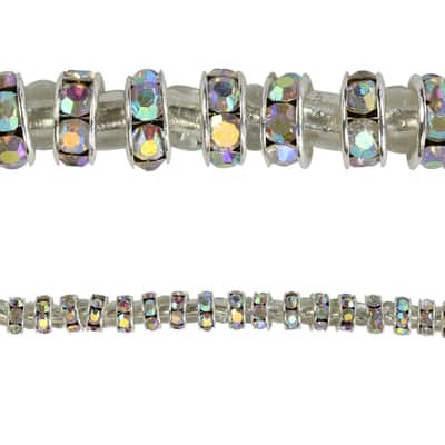 Metal Rhinestone Rondelle Beads, 6mm by Bead Landing™ image