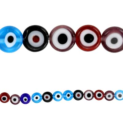 Multicolor Eye Dot Glass Lentil Beads, 8mm by Bead Landing™ image