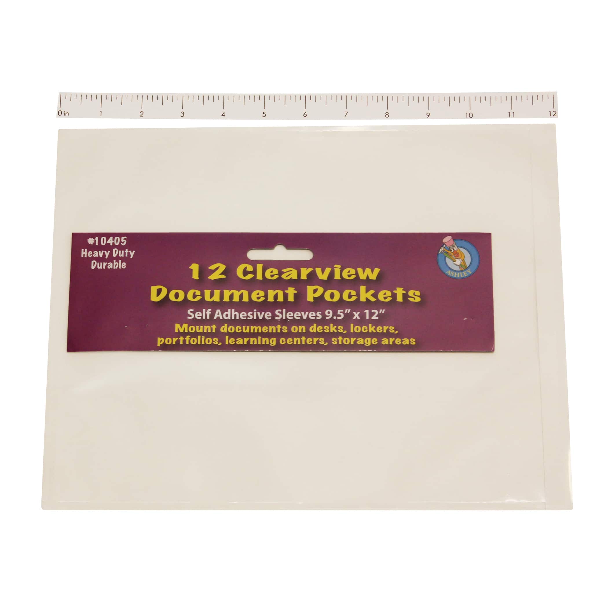 Ashley Productions 9.5" x 12" Clear Document Pockets, 3 Packs