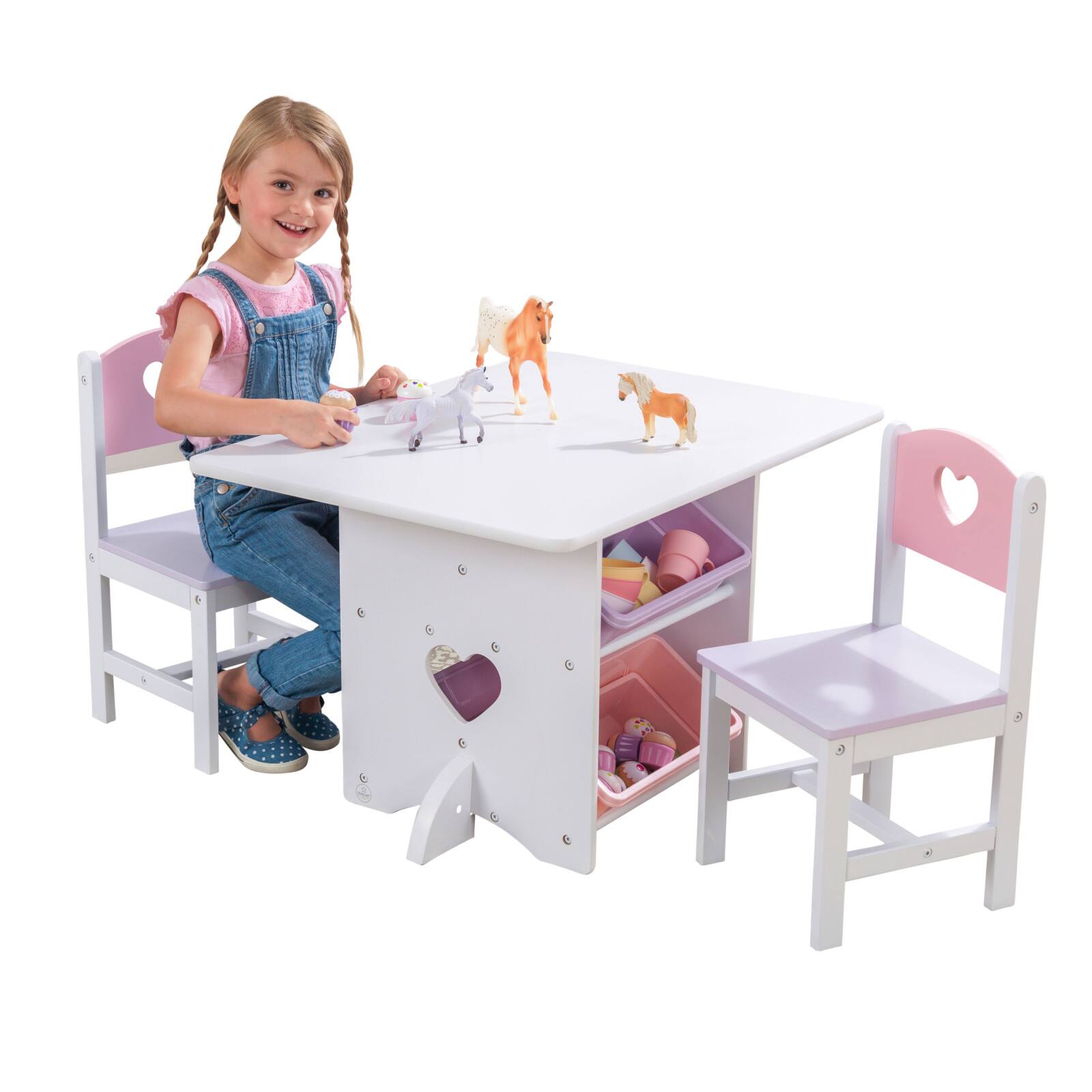 KidKraft White Heart Table &#x26; Chair Set