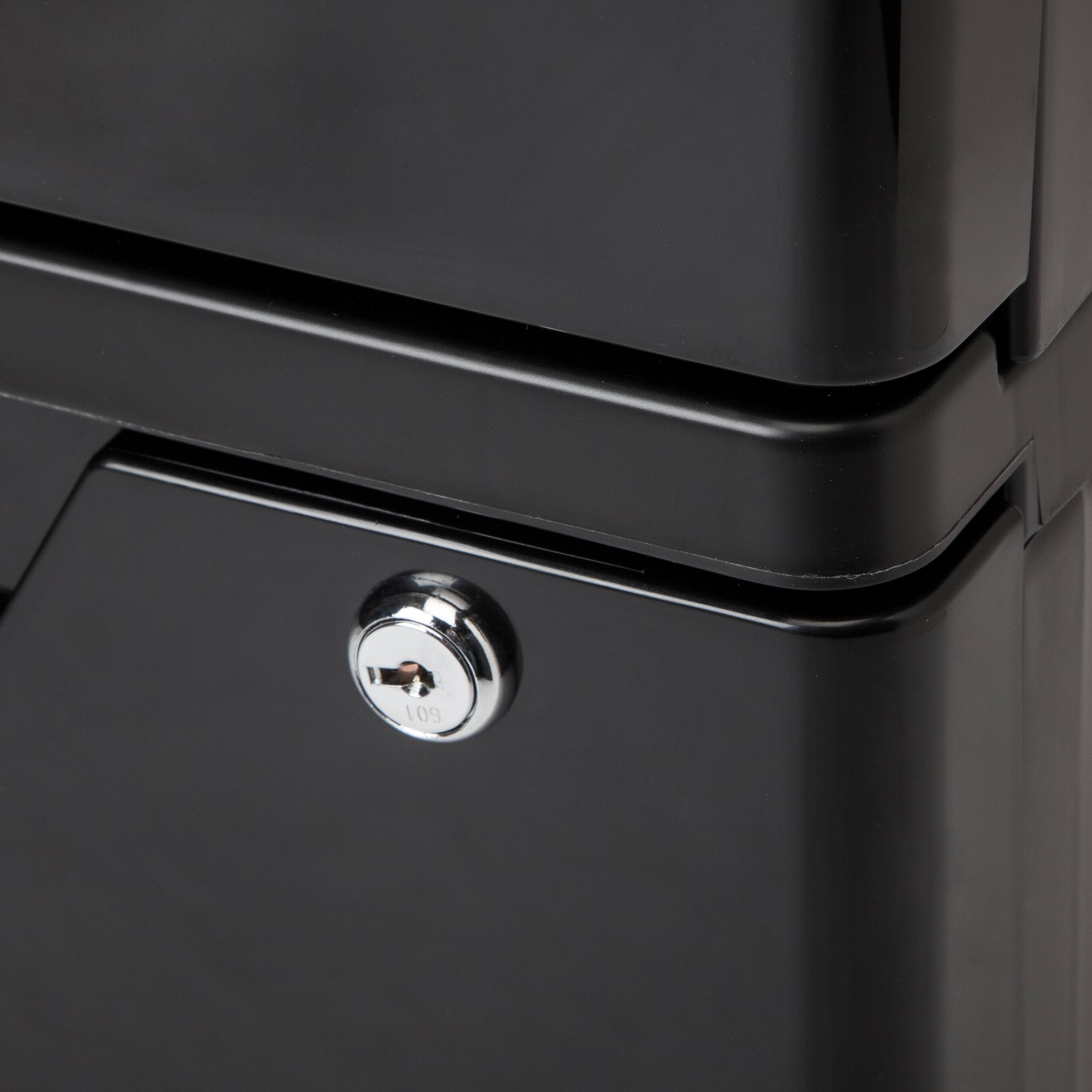 Iris Black Stacking File Storage Drawer With Lock 2 Pack