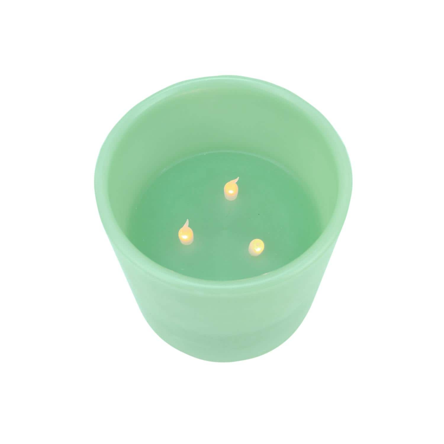 6" Flickering Wax Christmas LED Pillar Candle, Sage Green