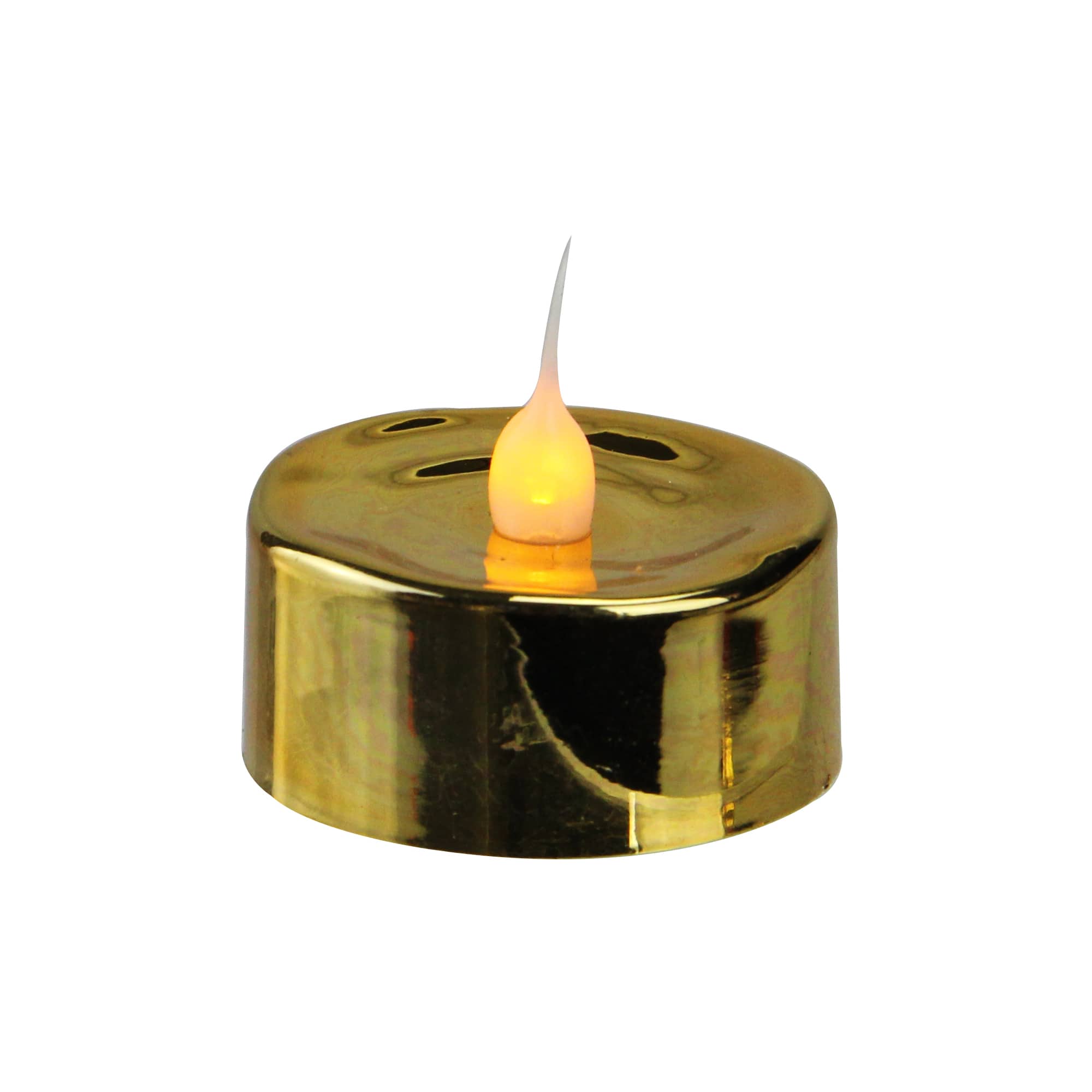 Christmas Flicker Flame LED Tea Light Candle Set, Gold