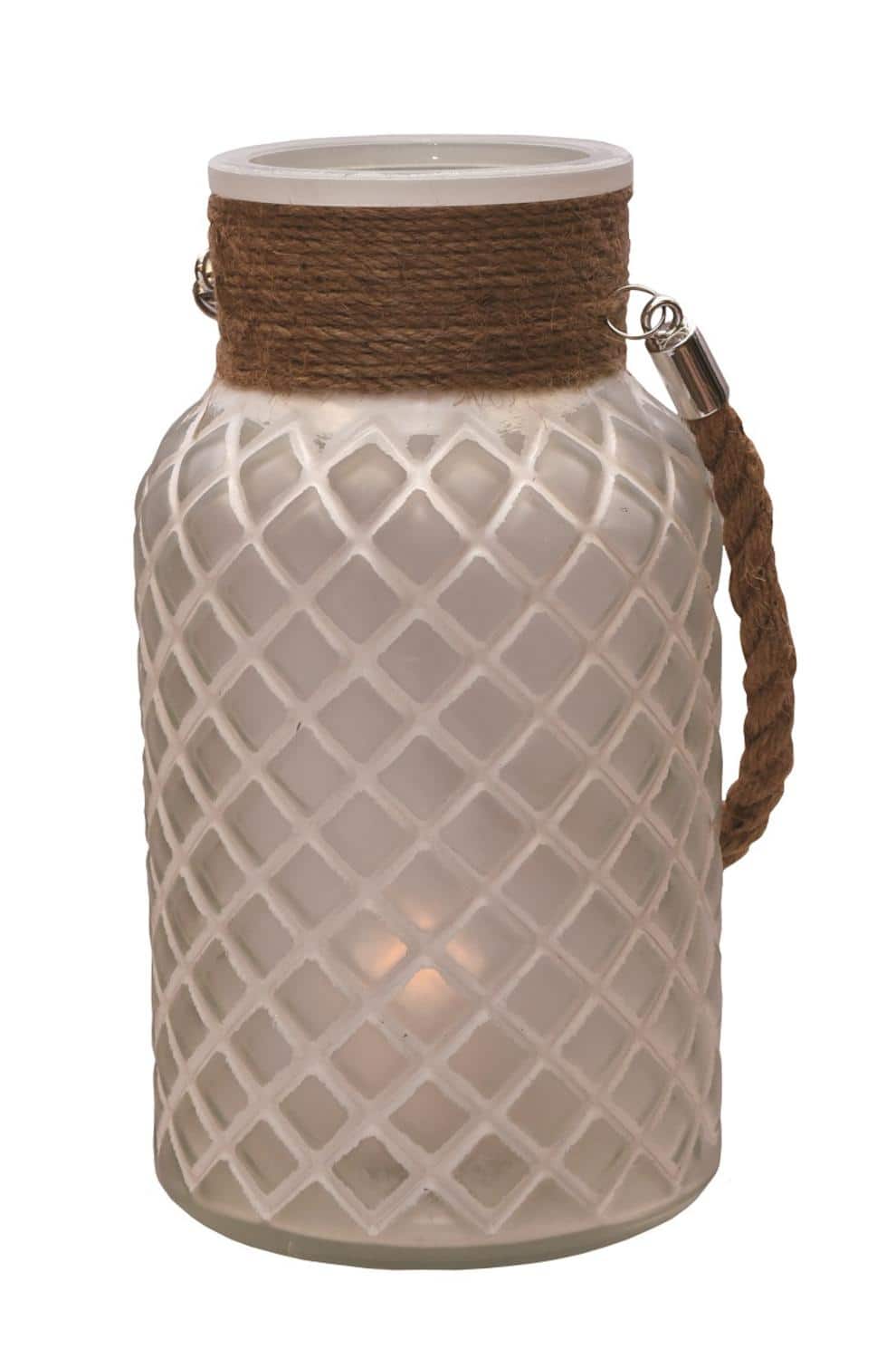 10" Diamond Texture Pillar Candle Holder Lantern