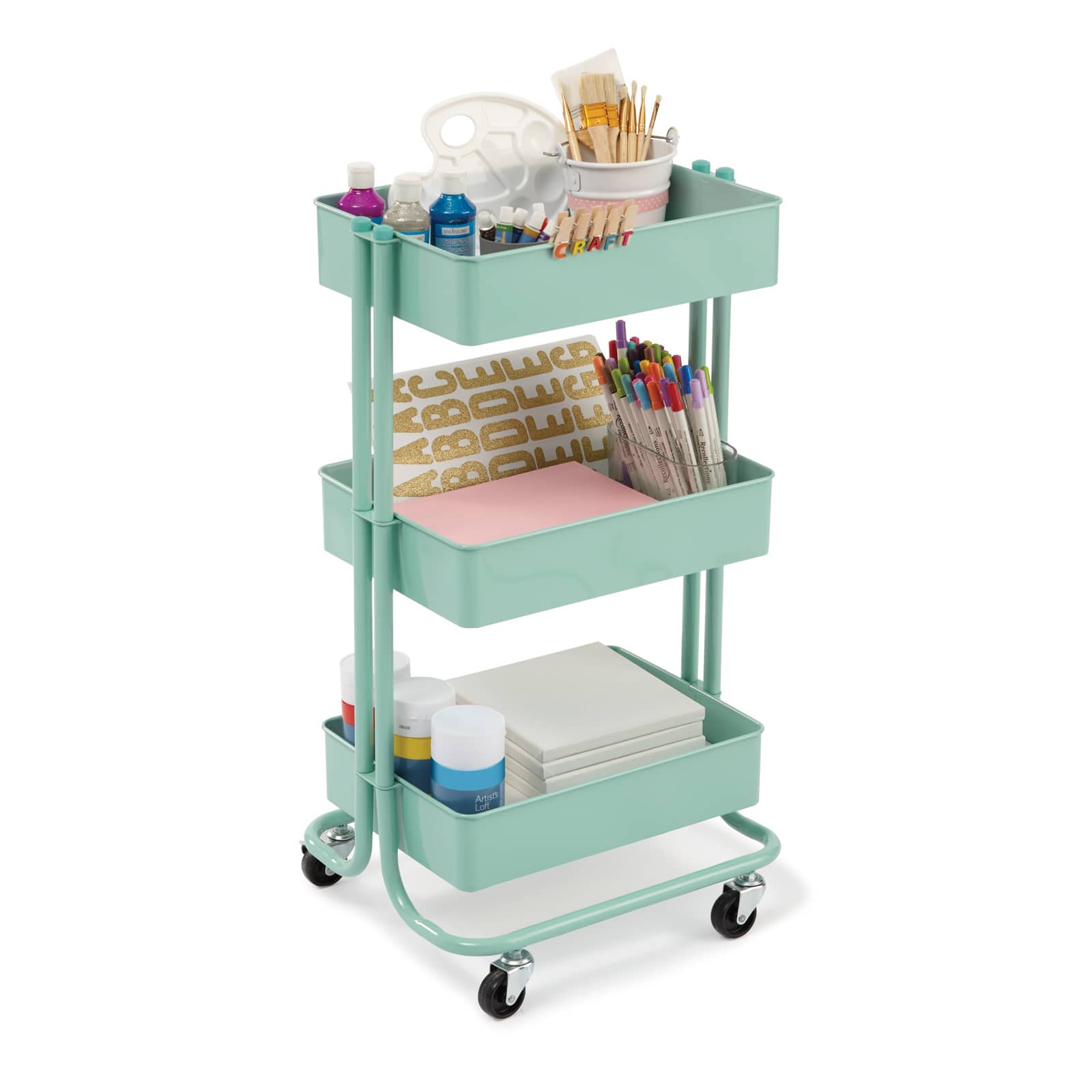 3-tier rolling cart with baskets