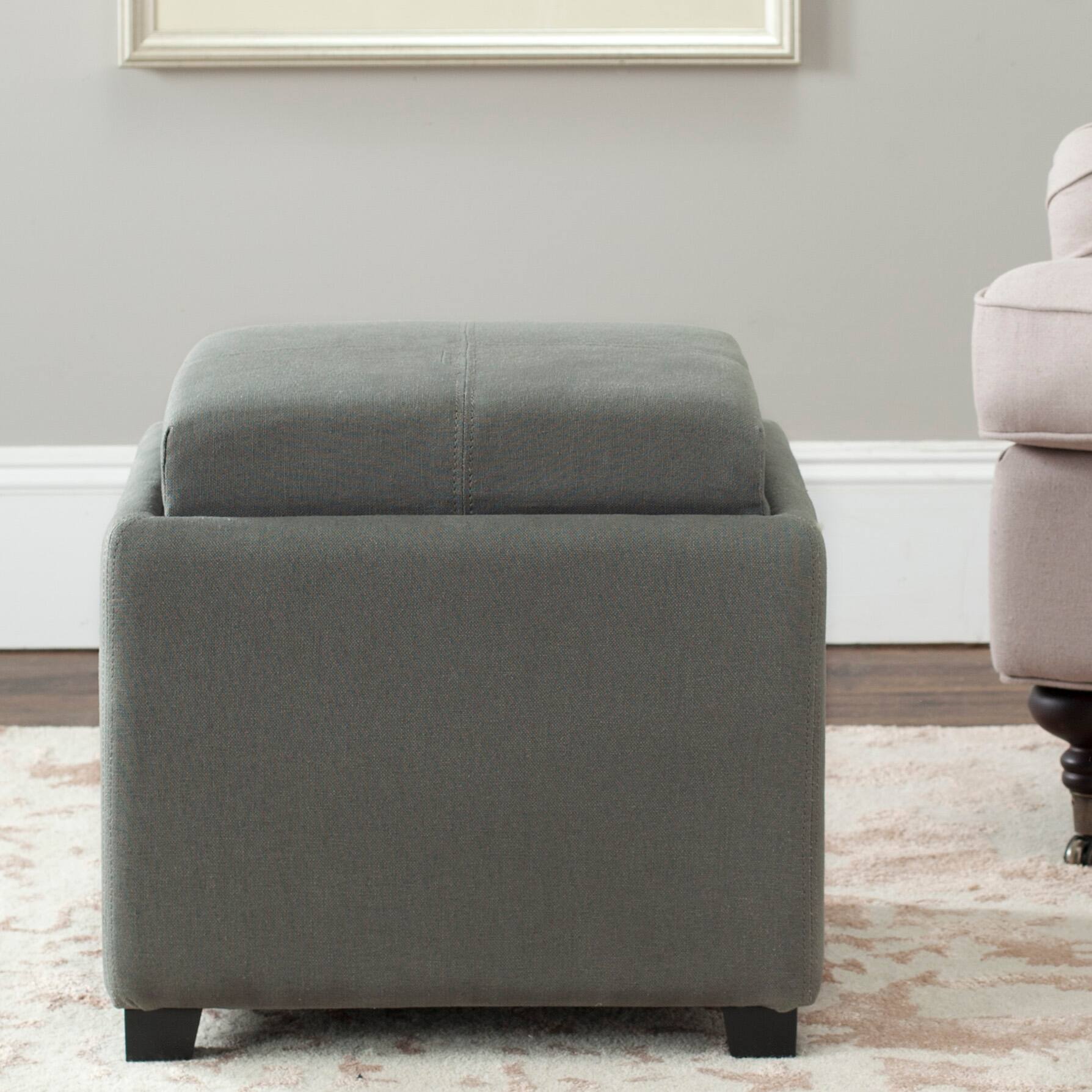 Harrison Single Tray Linen Ottoman in Graphite