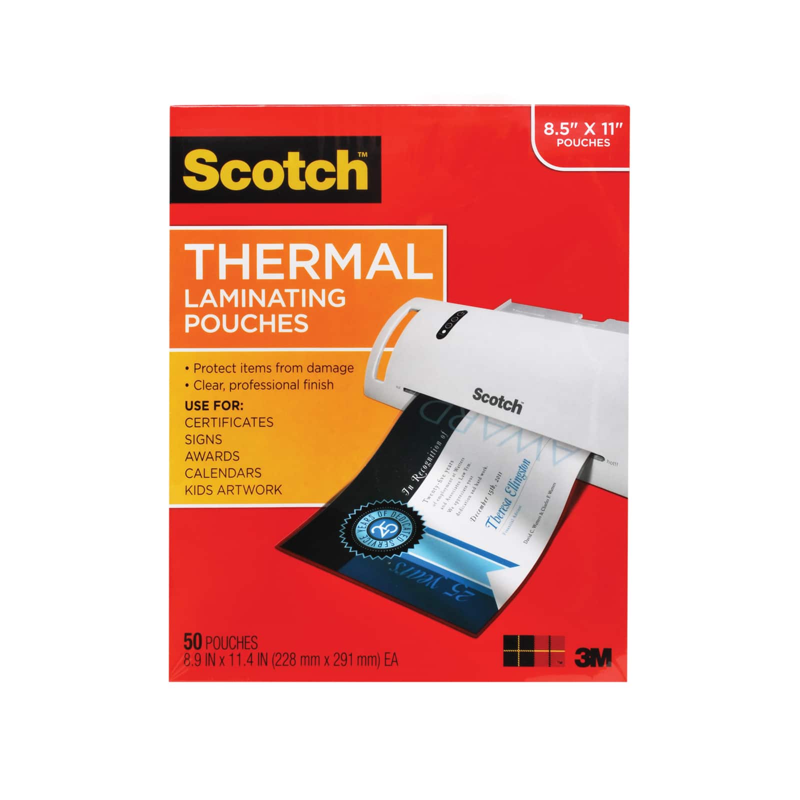 12 Packs: 50 ct. (600 total) Scotch™ 8.5" x 11" Thermal Laminating Pouches