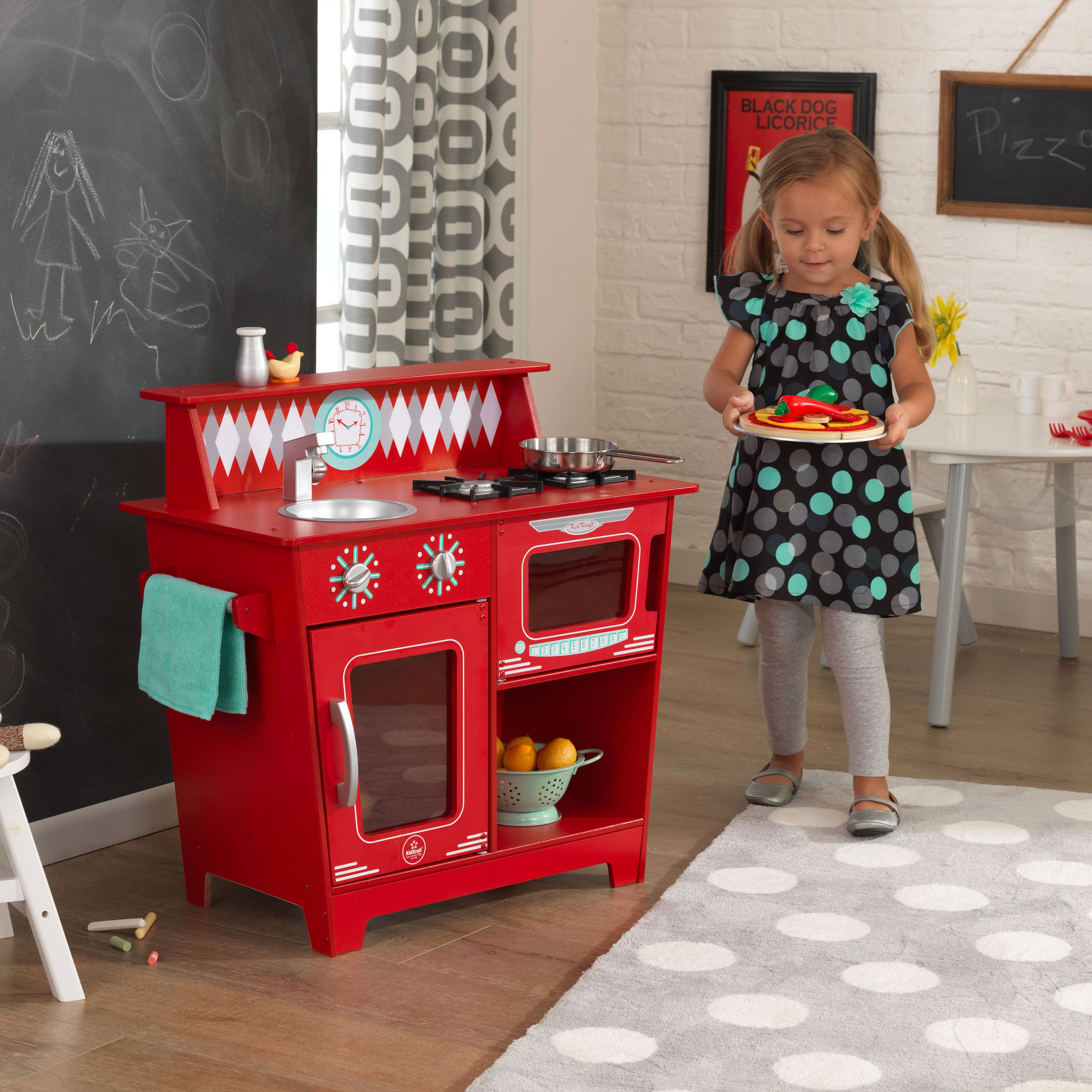 kidkraft red classic kitchenette