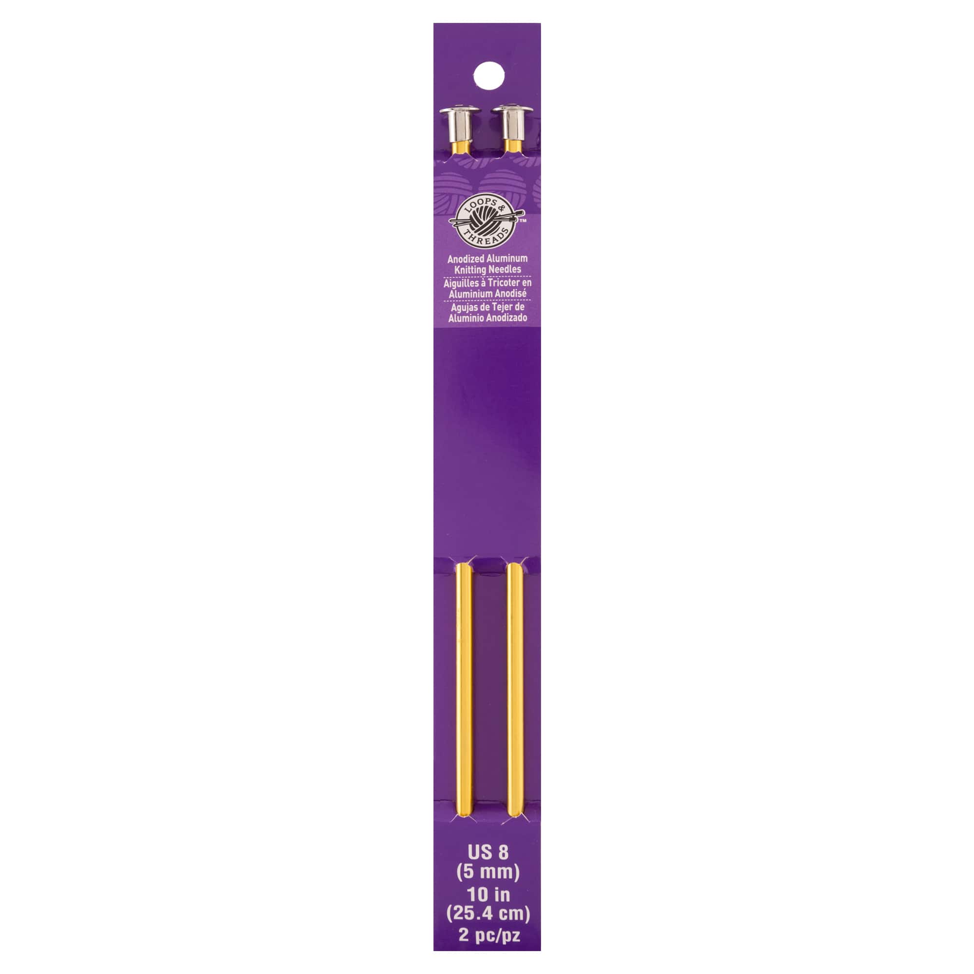 10" Anodized Aluminum Knitting Needles by Loops & Threads®