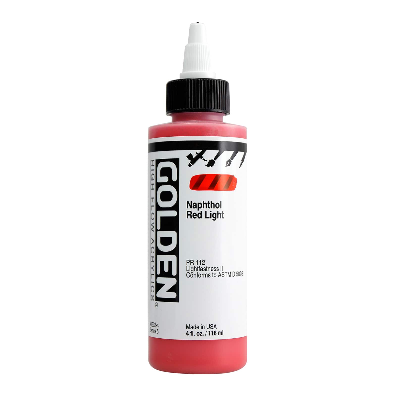 Golden High Flow Acrylics 4 oz Paint in Napthol Red Light