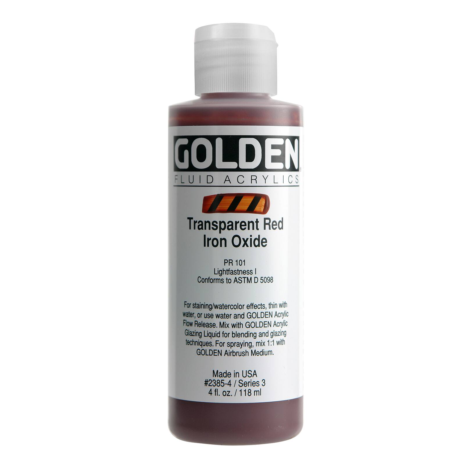 Golden Fluid Acrylics, 4 oz Paint in Transparent Red Iron Oxide