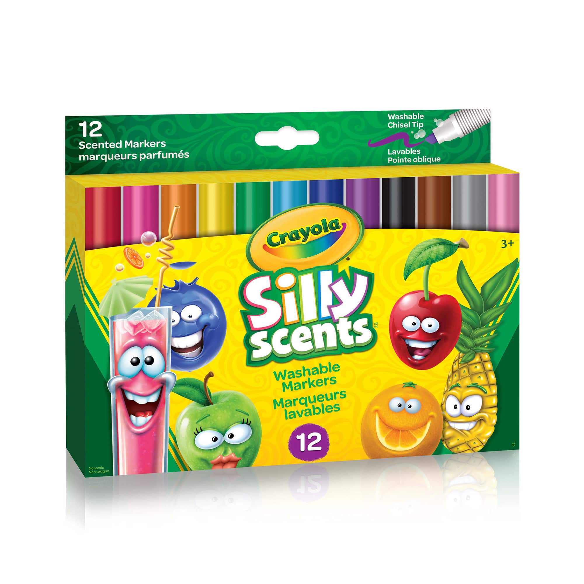 Crayola Silly Scents Scented Markers, Washable, Chisel Tip - 12 scented markers