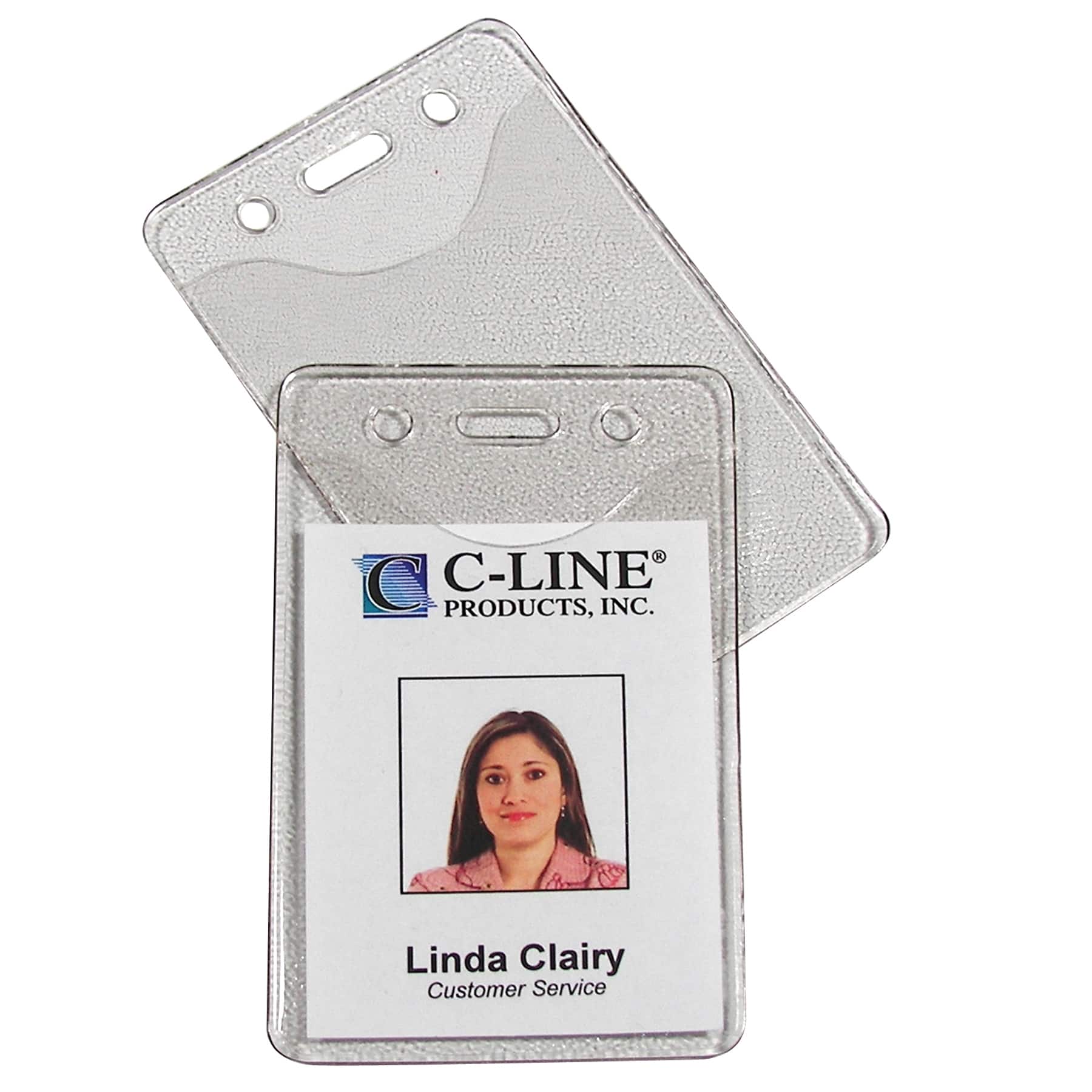 C-Line® Vertical Vinyl Heavy Duty ID Badge Holders, Box of 100