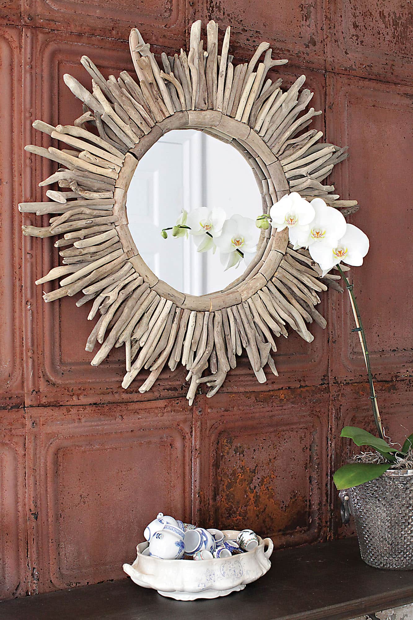 Hello Honey&#xAE; Driftwood Framed Sunburst Mirror