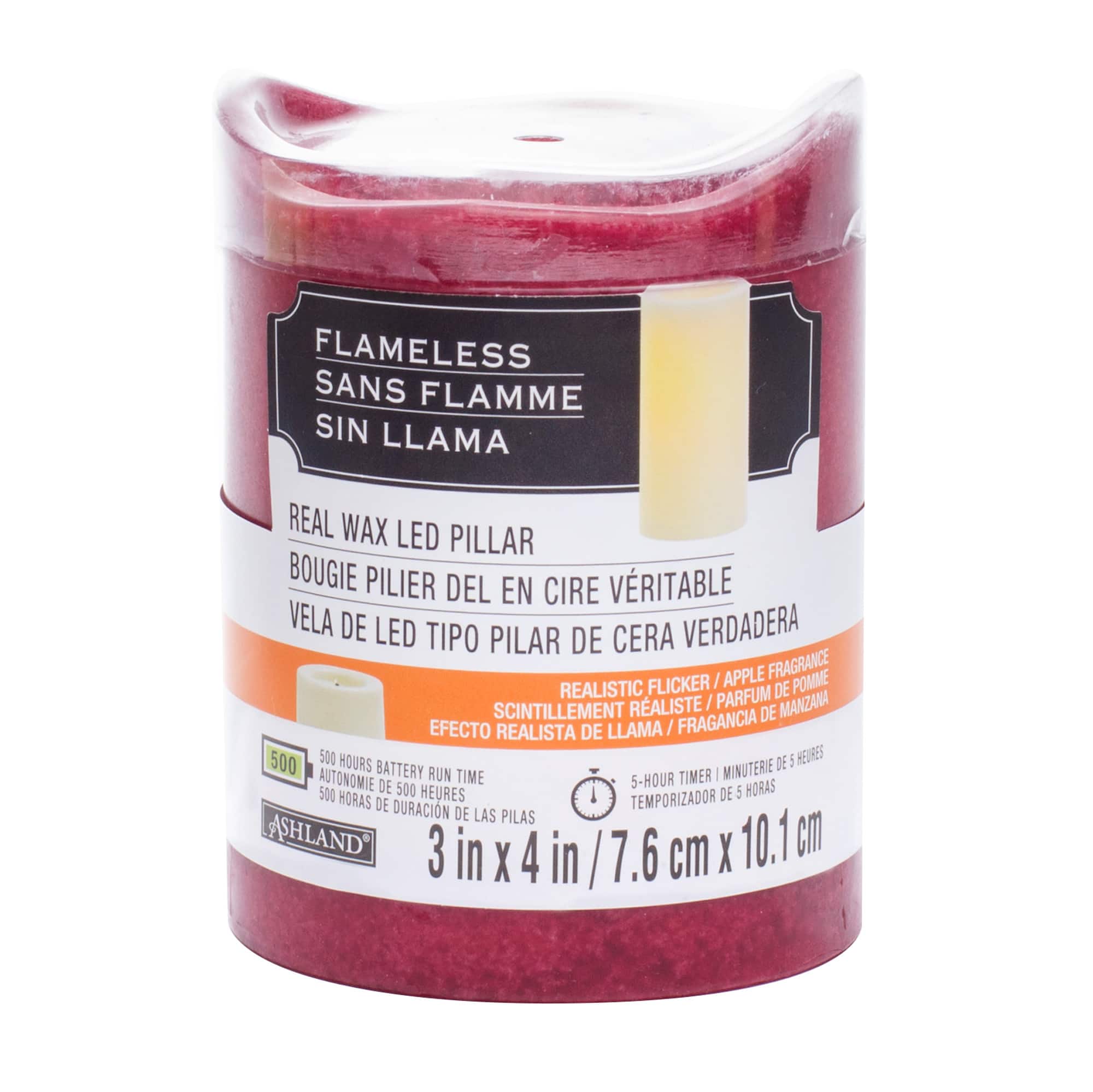 Flameless Real Wax LED Pillar by Ashland&#xAE;, Apple