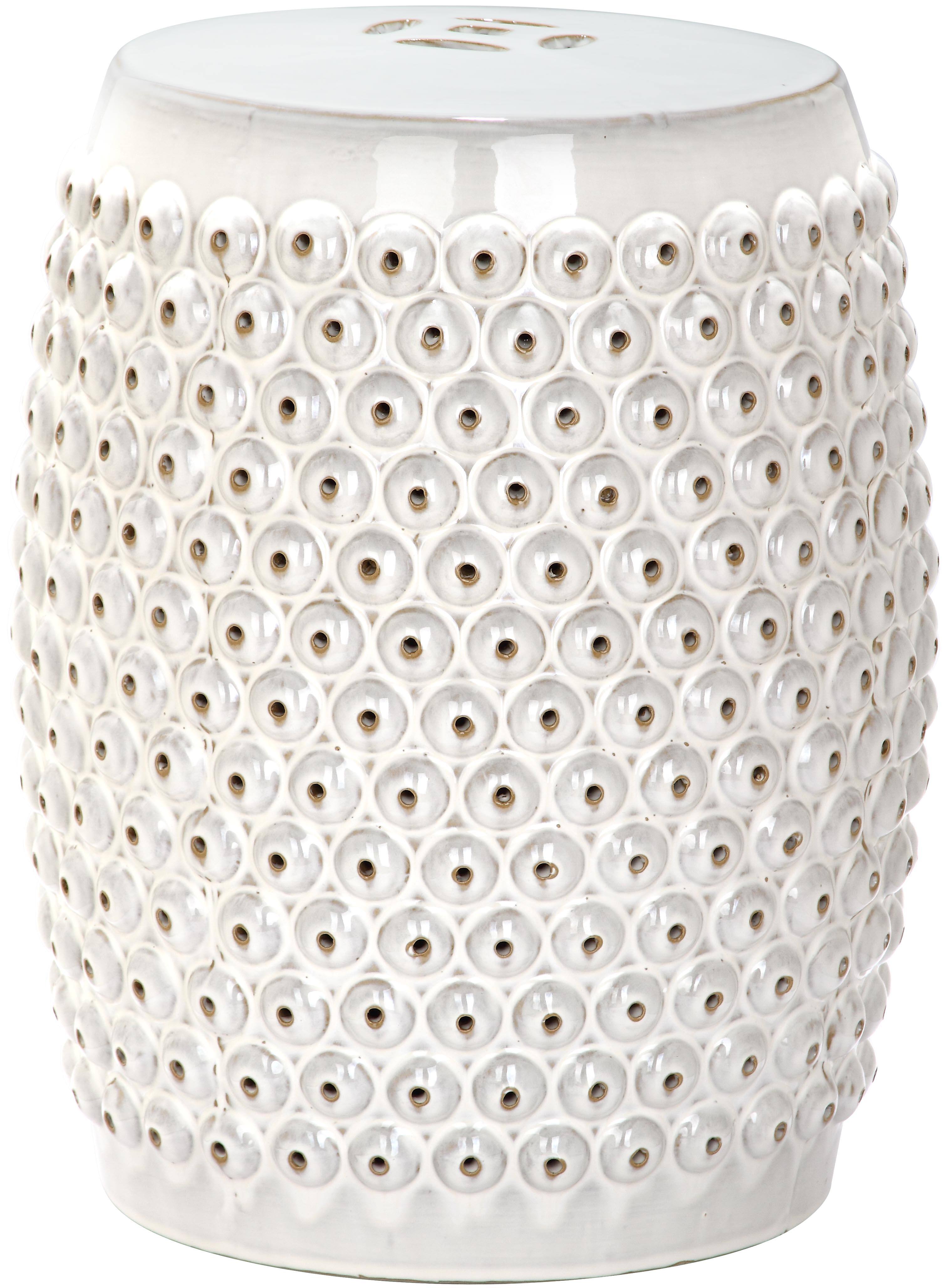 Stella Nailhead Garden Stool in Creme