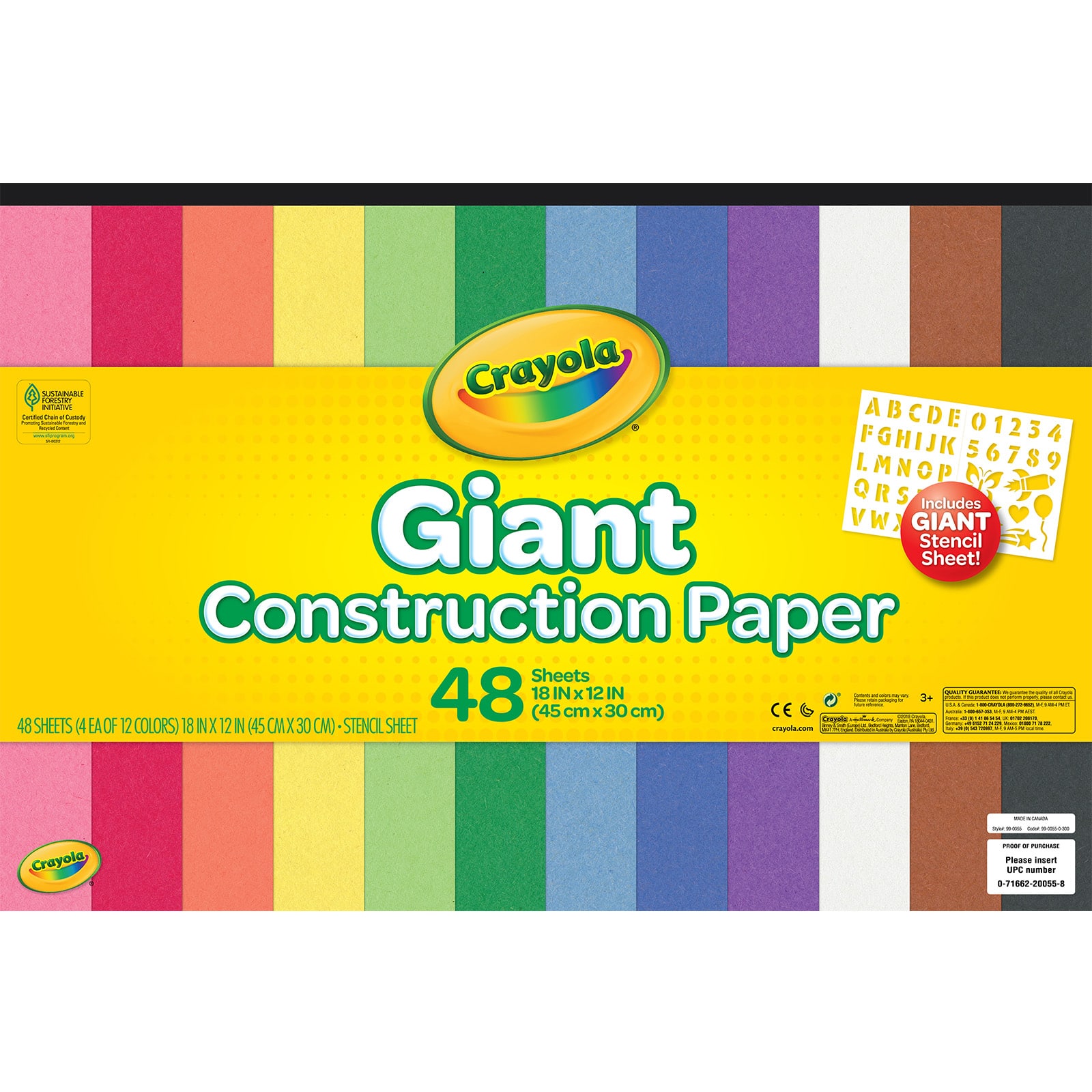 16 Packs: 48 ct. (768 total) Crayola&#xAE; Giant Construction Papers with Stencil