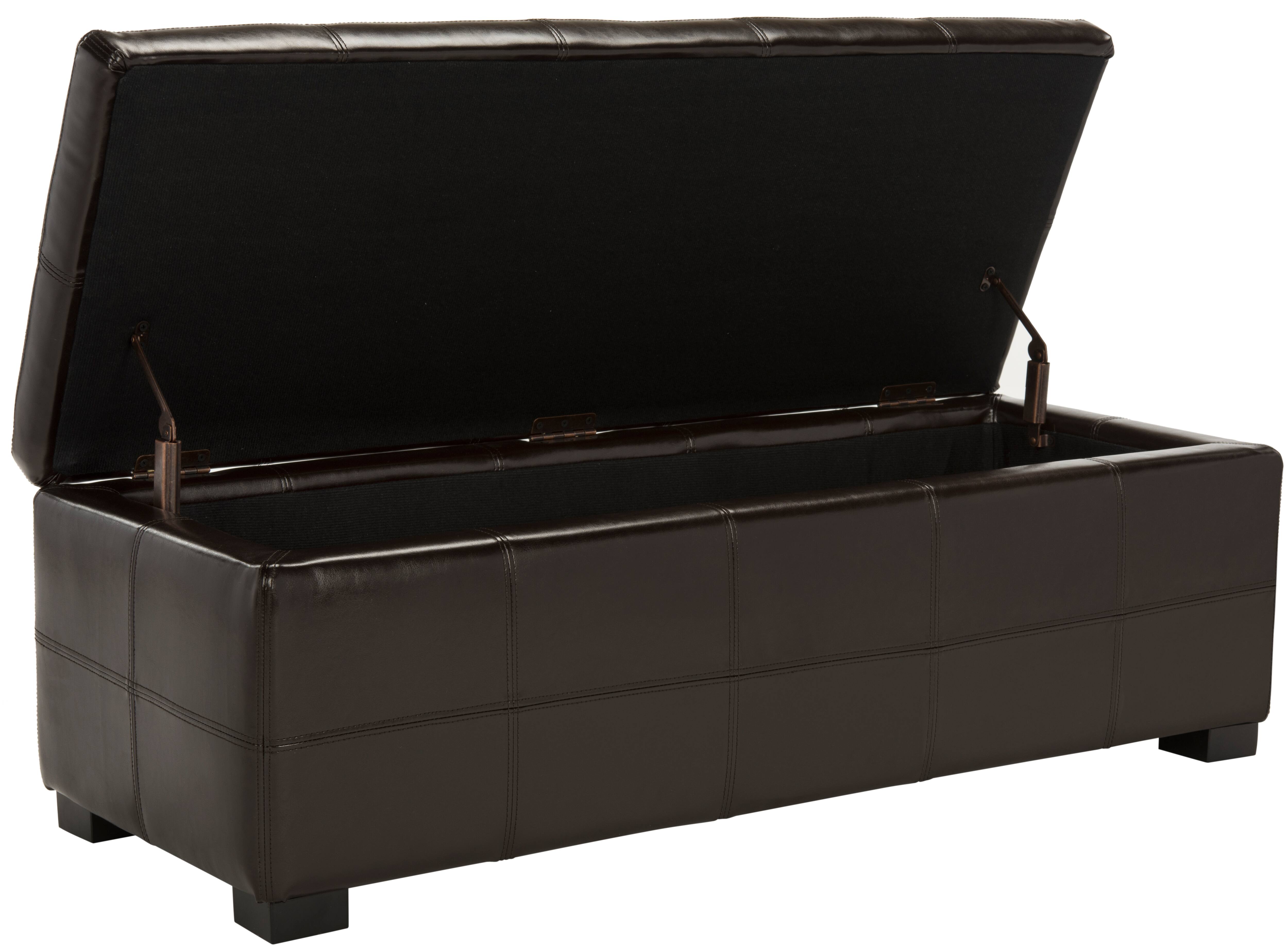 Madison Large Storage Leather Bench in Brown