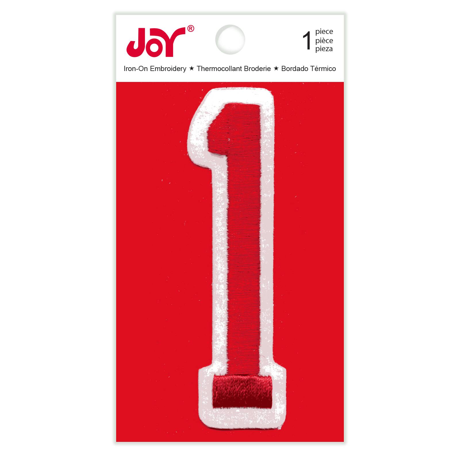 Joy&#xAE; Varsity Red Iron-On Embroidery Number