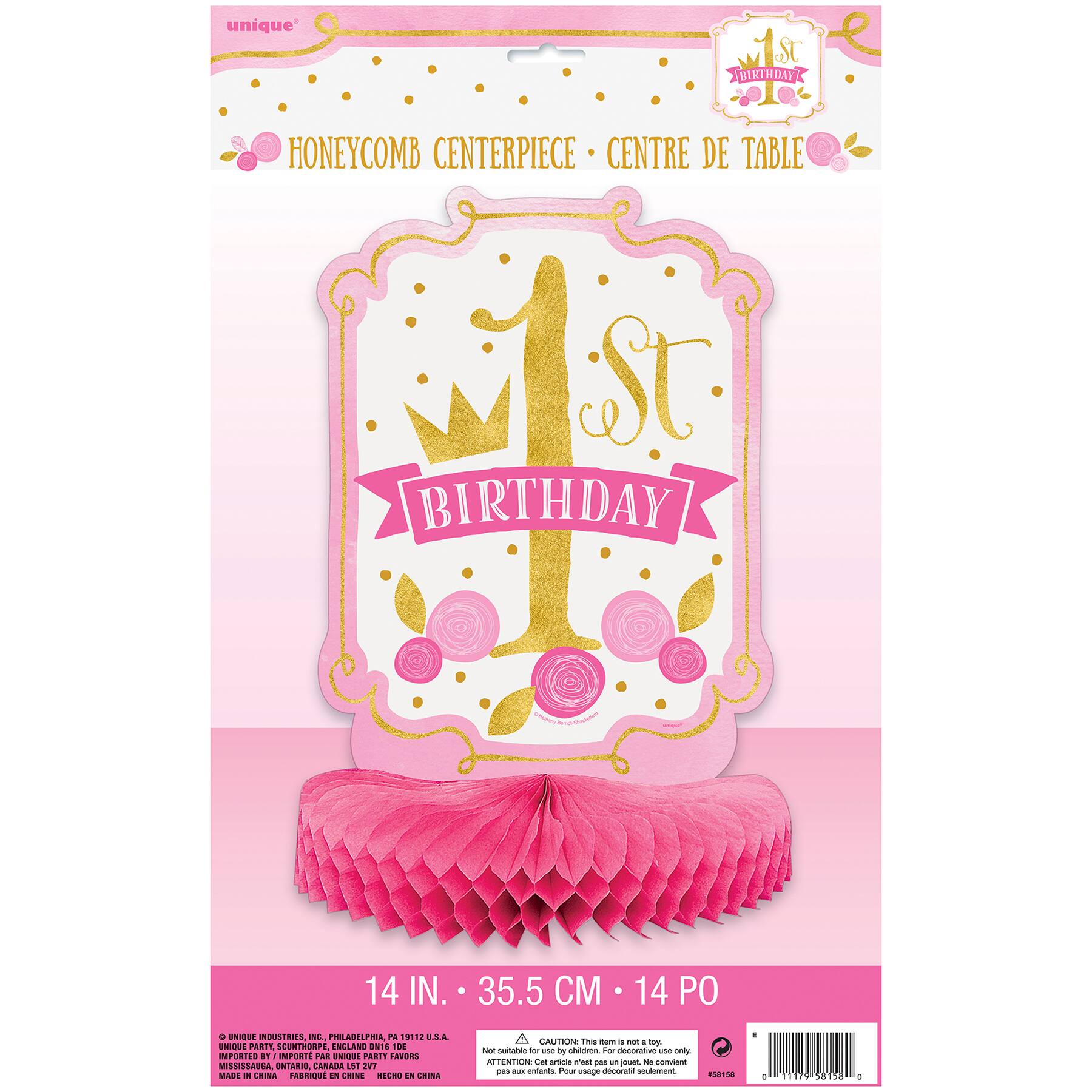 Pink And Gold 1st Birthday Table Centerpiece Girl 1st Birthday Party Decorations