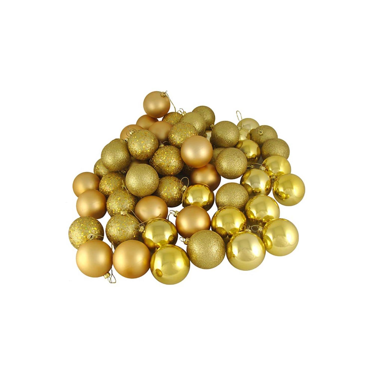 60ct Vegas Gold Shatterproof 4-Finish Ball Ornaments