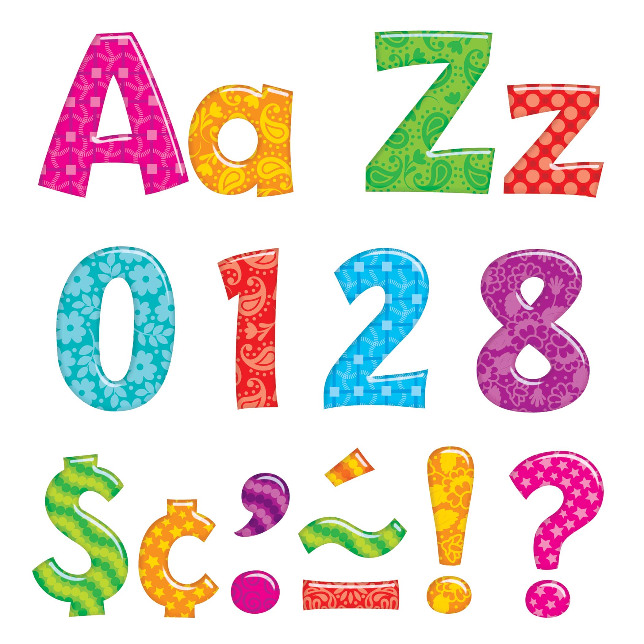 Trend Enterprises Colorful Patterns 4&#x22; Playful Uppercase/Lowercase Combo Pack Ready Letters&#xAE;