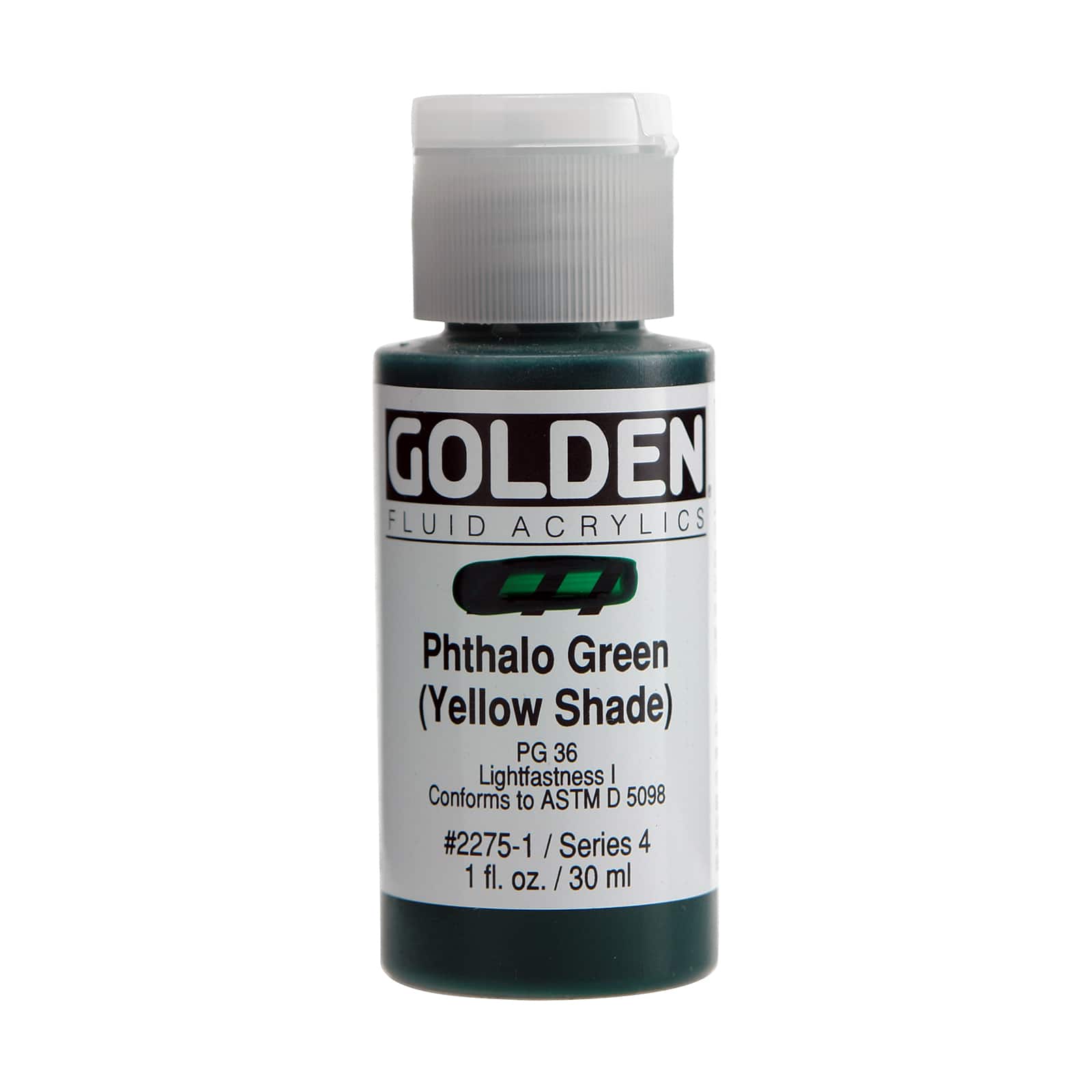 Golden Fluid Acrylics, 1 oz Paint in Phthalo Green (Yellow Shade)