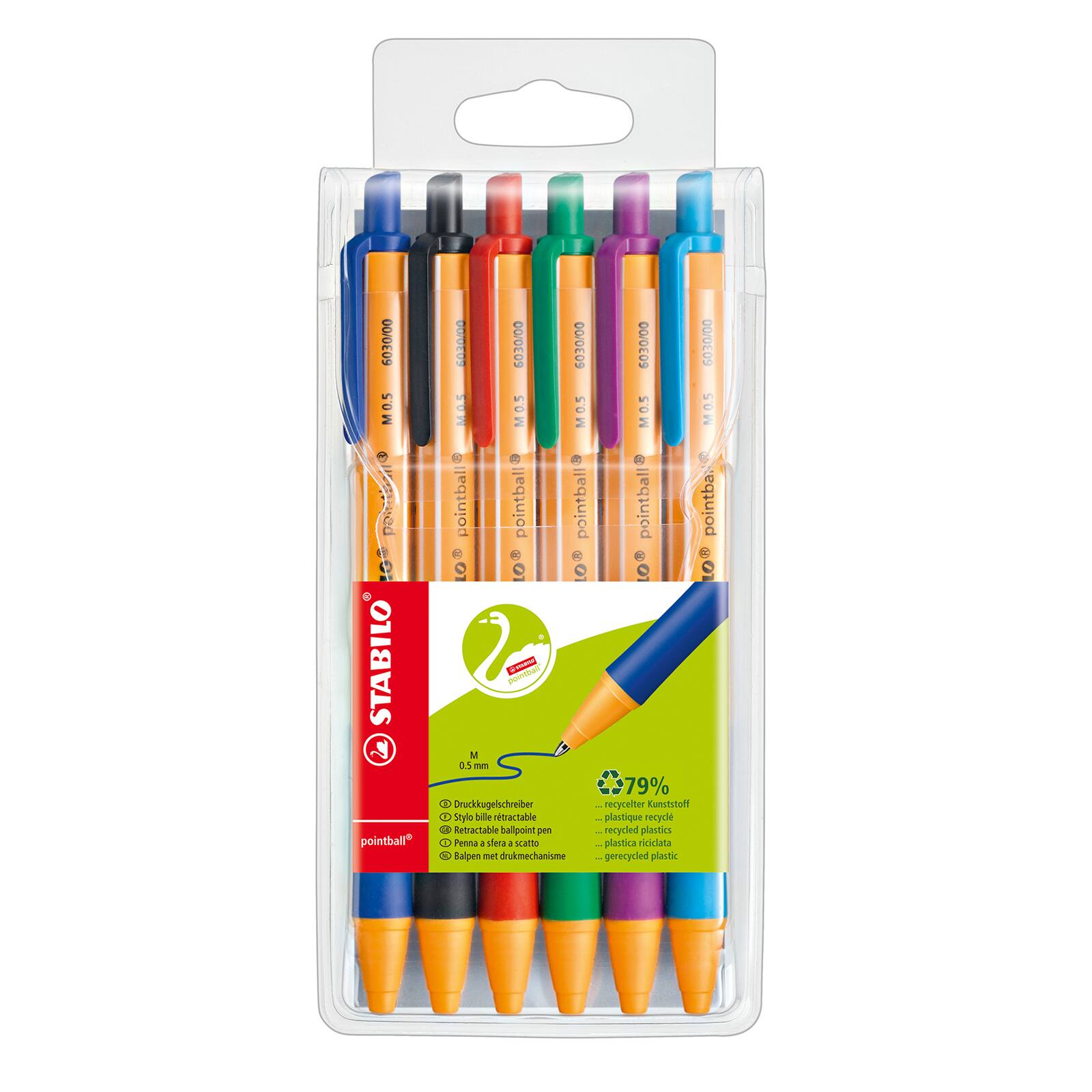 Multicolored Stabilo Pointball Pen Wallet Set of 6 