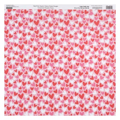 Red Pink Hearts Scrapbook Paper By Recollections® image