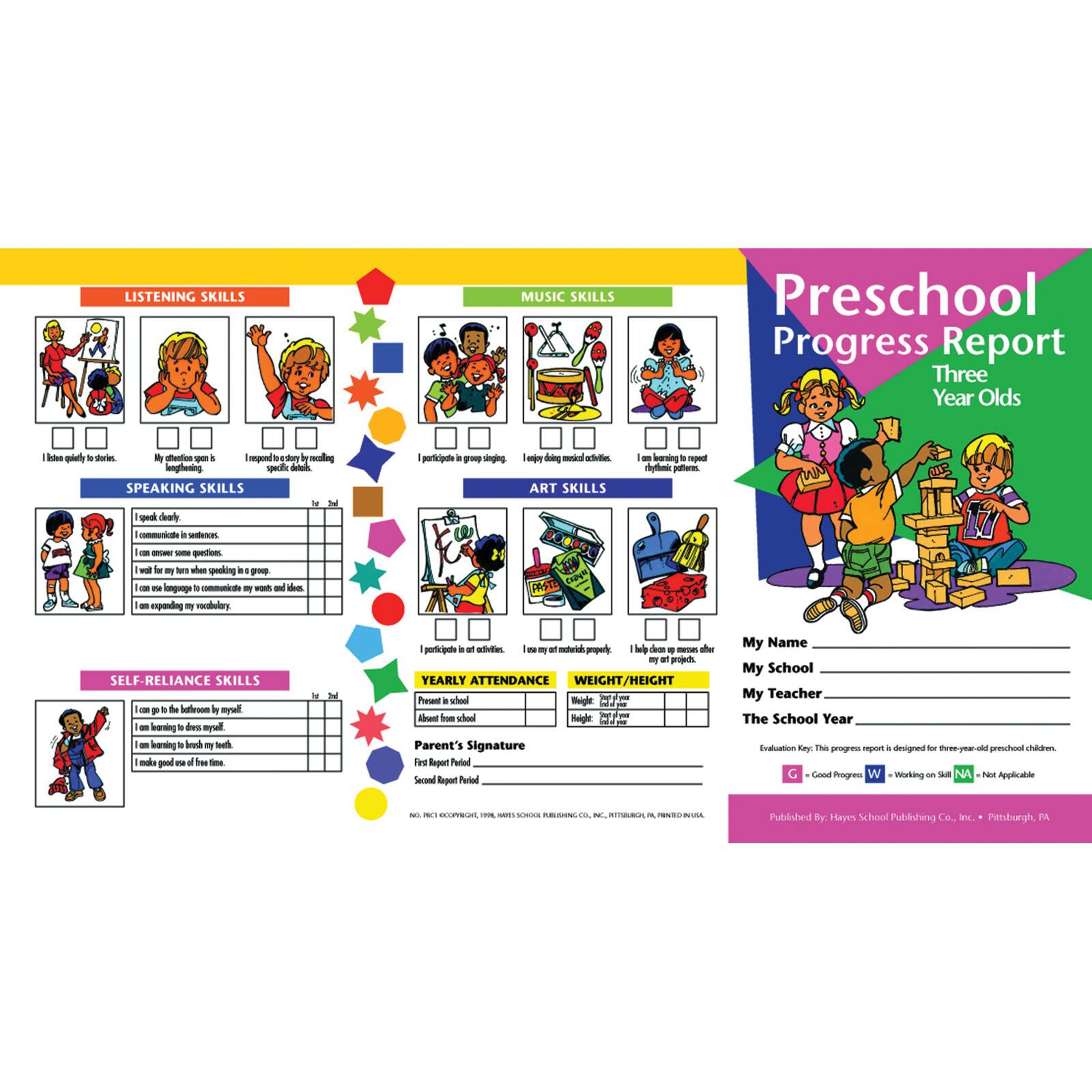 Preschool Progress Report For 3 Year Olds, 10 Per Pack, 6 Packs