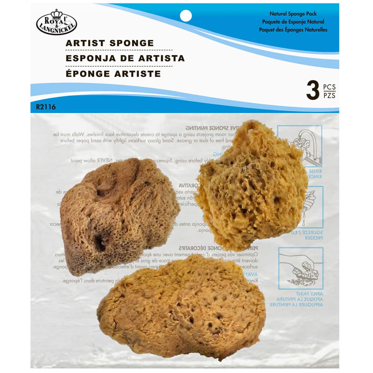 12 Packs: 3 ct. (36 total) Royal Natural Sea Wool Sponge Set