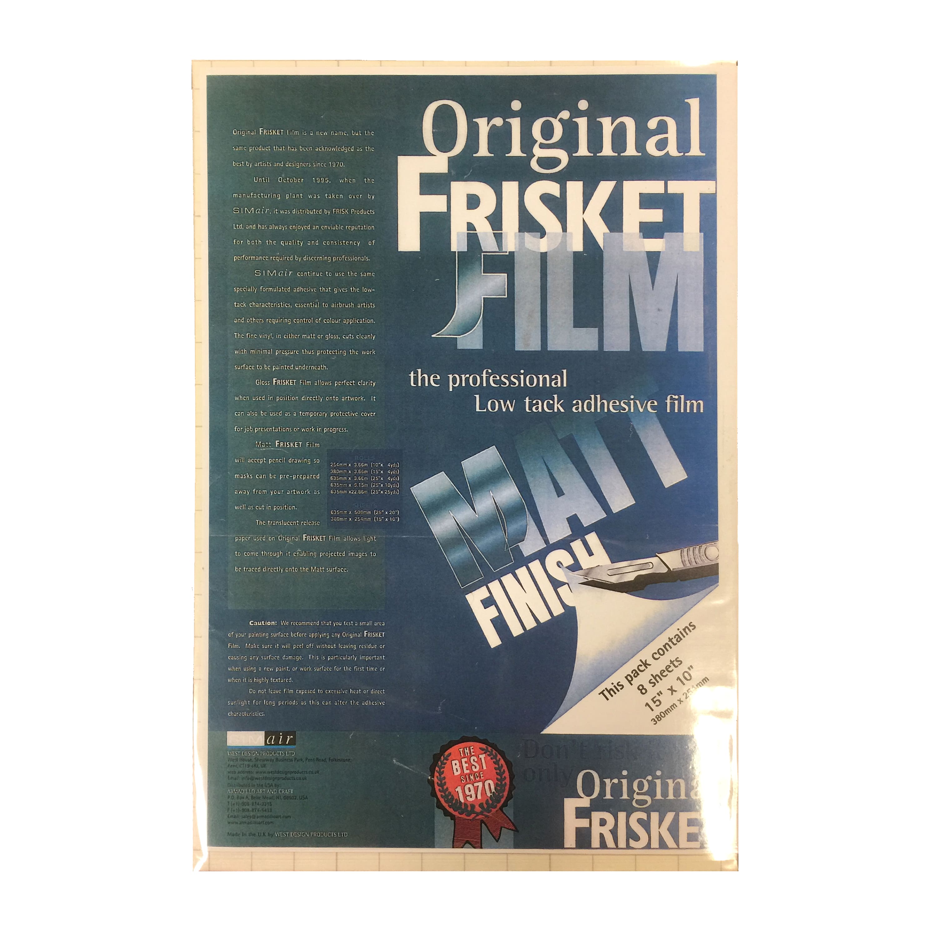 Original Frisket Film, 15&#x22; x 10&#x22; Matte