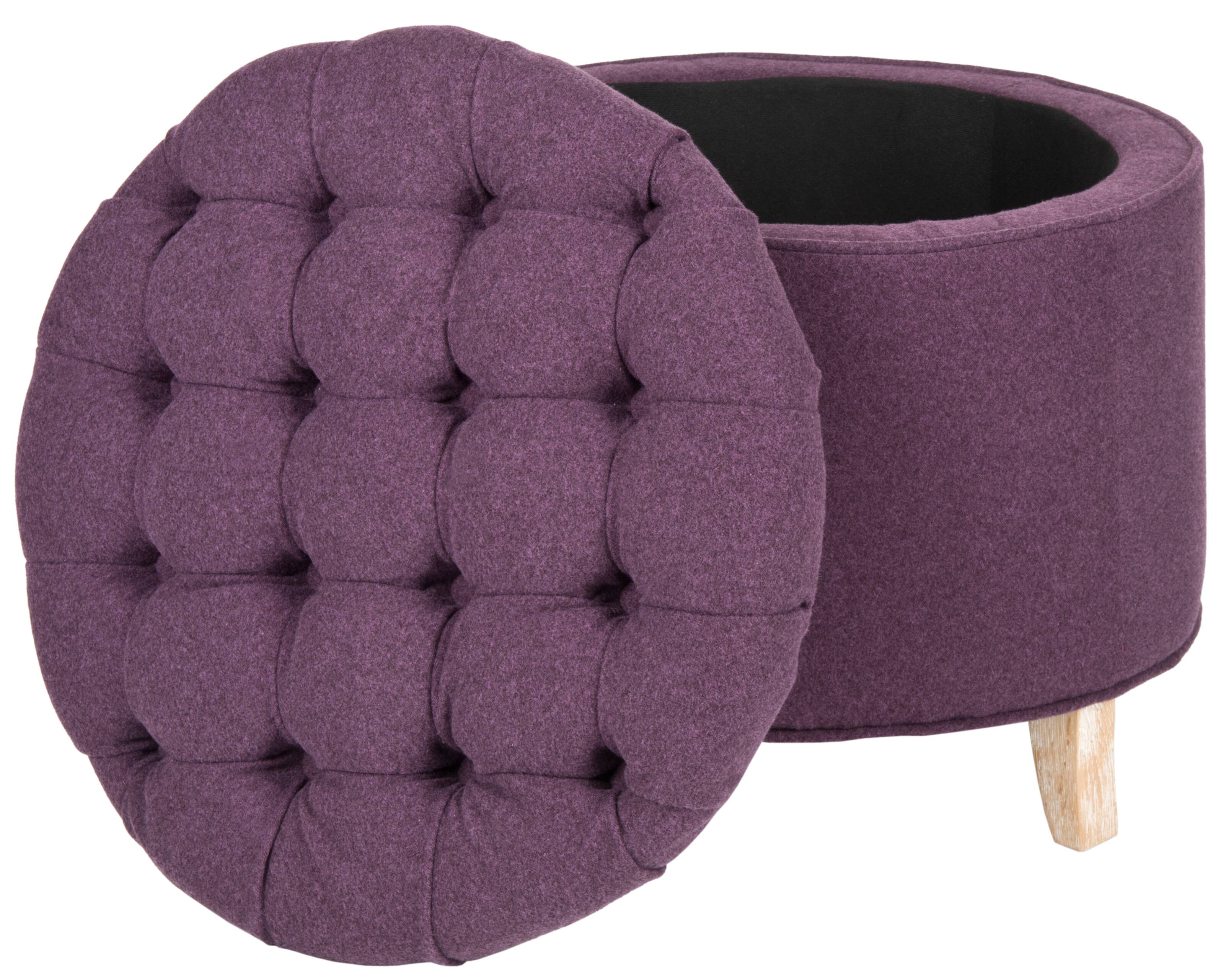 Amiela Tufted Ottoman in Plum