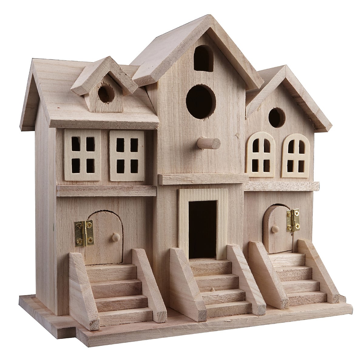 6 Pack: 9.5&#x22; Wood Brownstone Birdhouse by Make Market&#xAE;