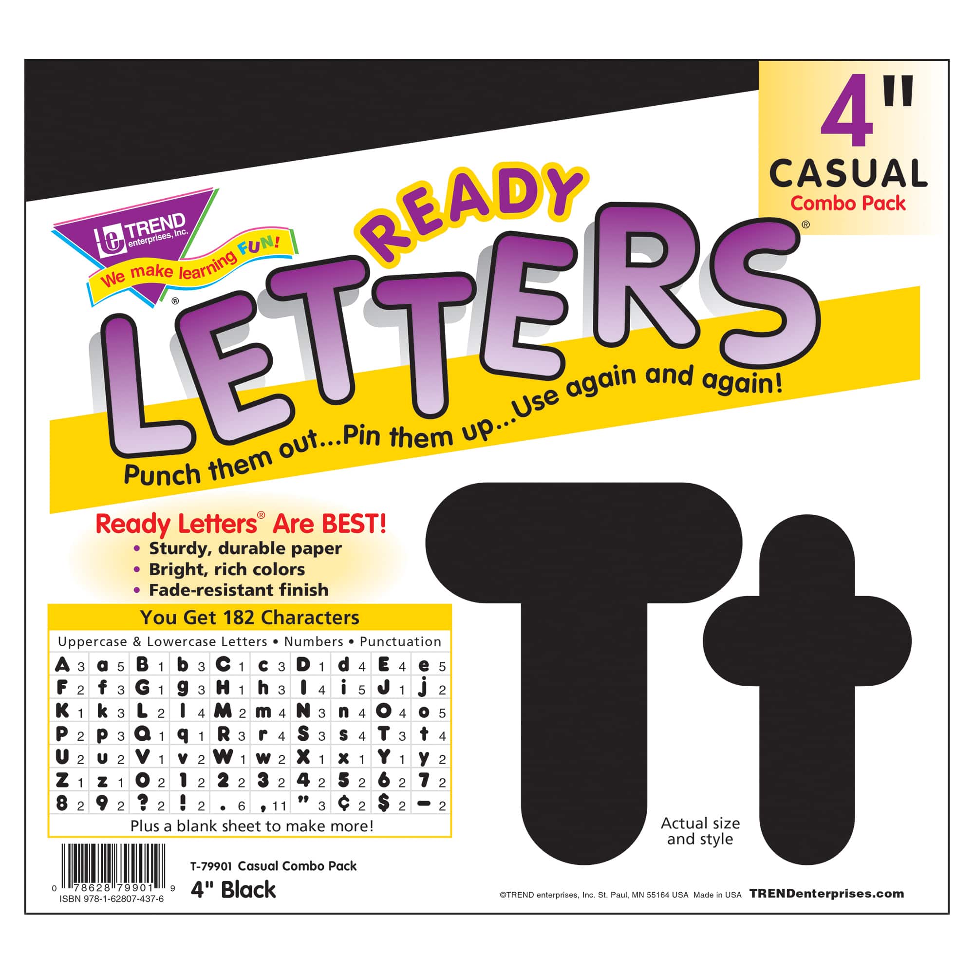 Trend Enterprises® 4" Casual Combination Ready Letters®, 6 Packs