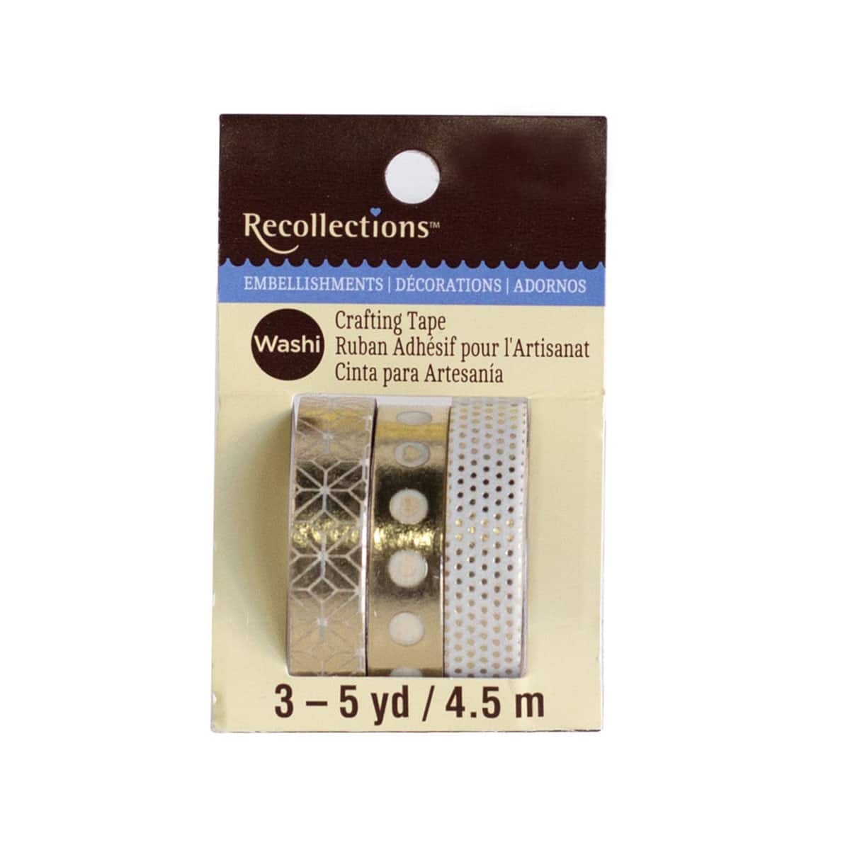12 Packs: 3 ct. (36 total) Gold &#x26; White Basics Crafting Washi Tape by Recollections&#x2122;