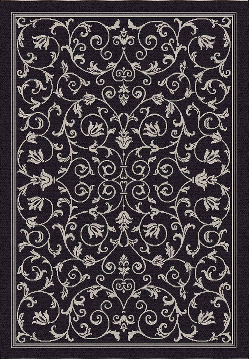 Courtyard Floral Scroll 4&#x27; X 5&#x27;-7&#x22; Area Rug