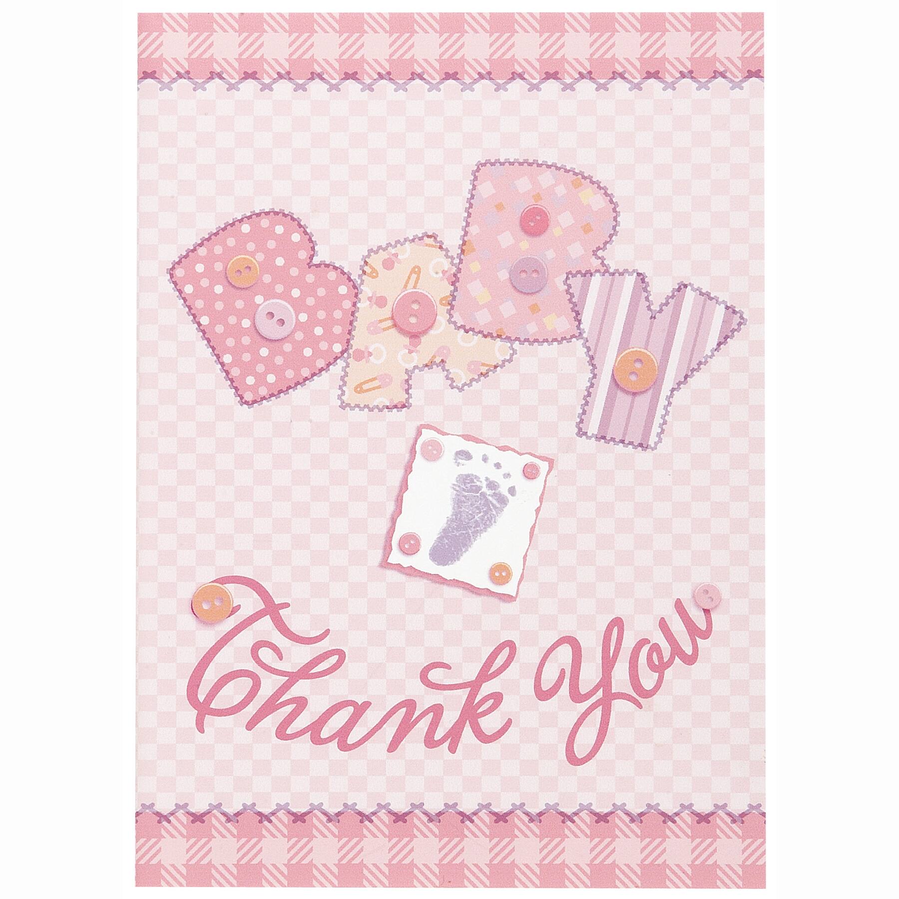 Pink Cute As A Button Baby Shower Thank You Notes 8ct