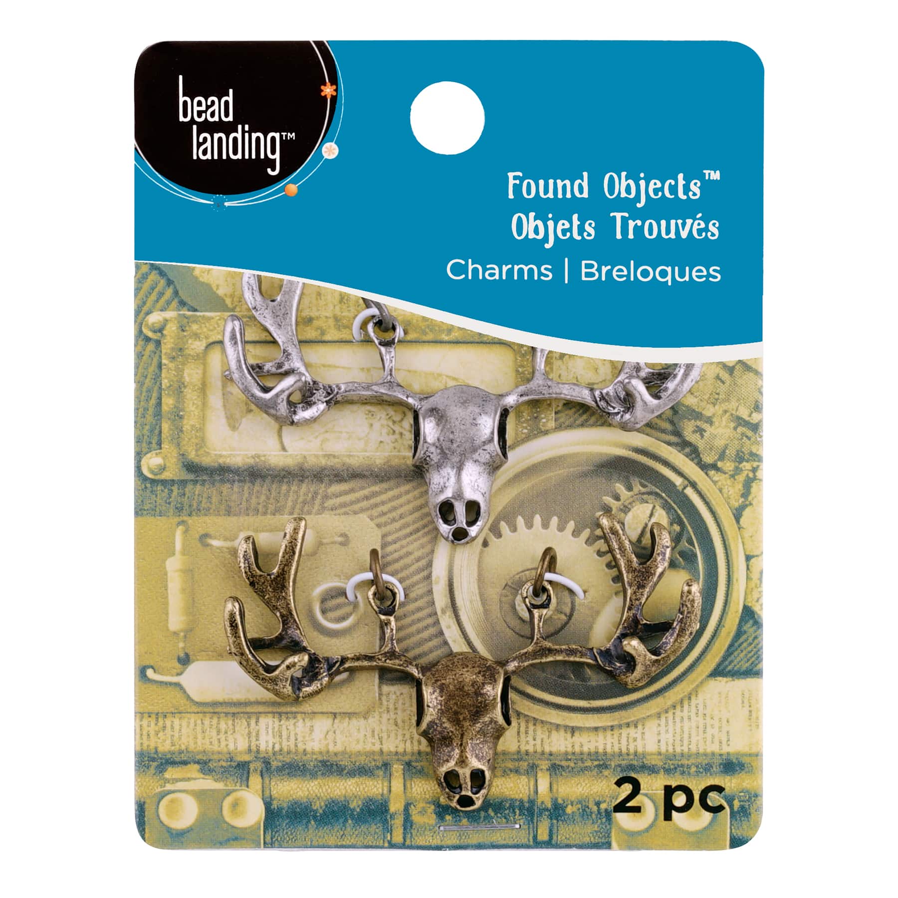 Found Objects&#x2122; Oxidized Brass &#x26; Silver Elk Charms By Bead Landing&#x2122;