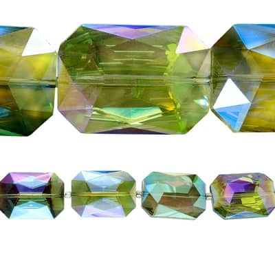 Multicolored Faceted Glass Rectangular Beads, 33mm by Bead Landing™ image