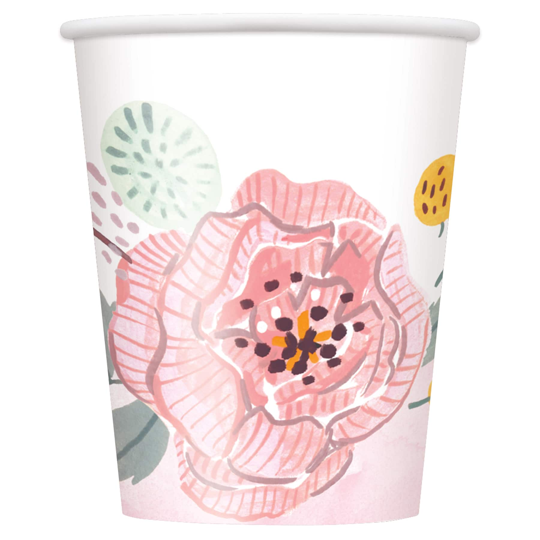 paper cup design pink swirl 1970s