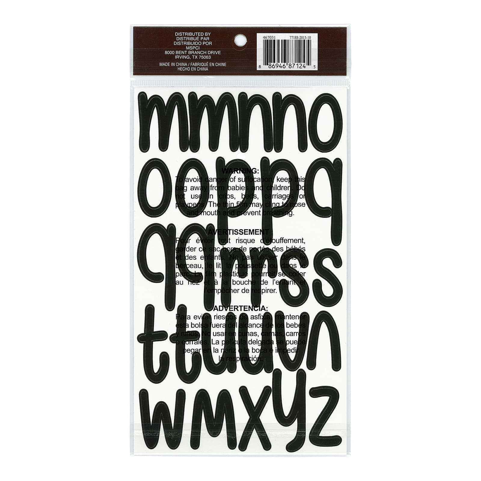 12 Pack: Black Large Font Alphabet Stickers by Recollections™