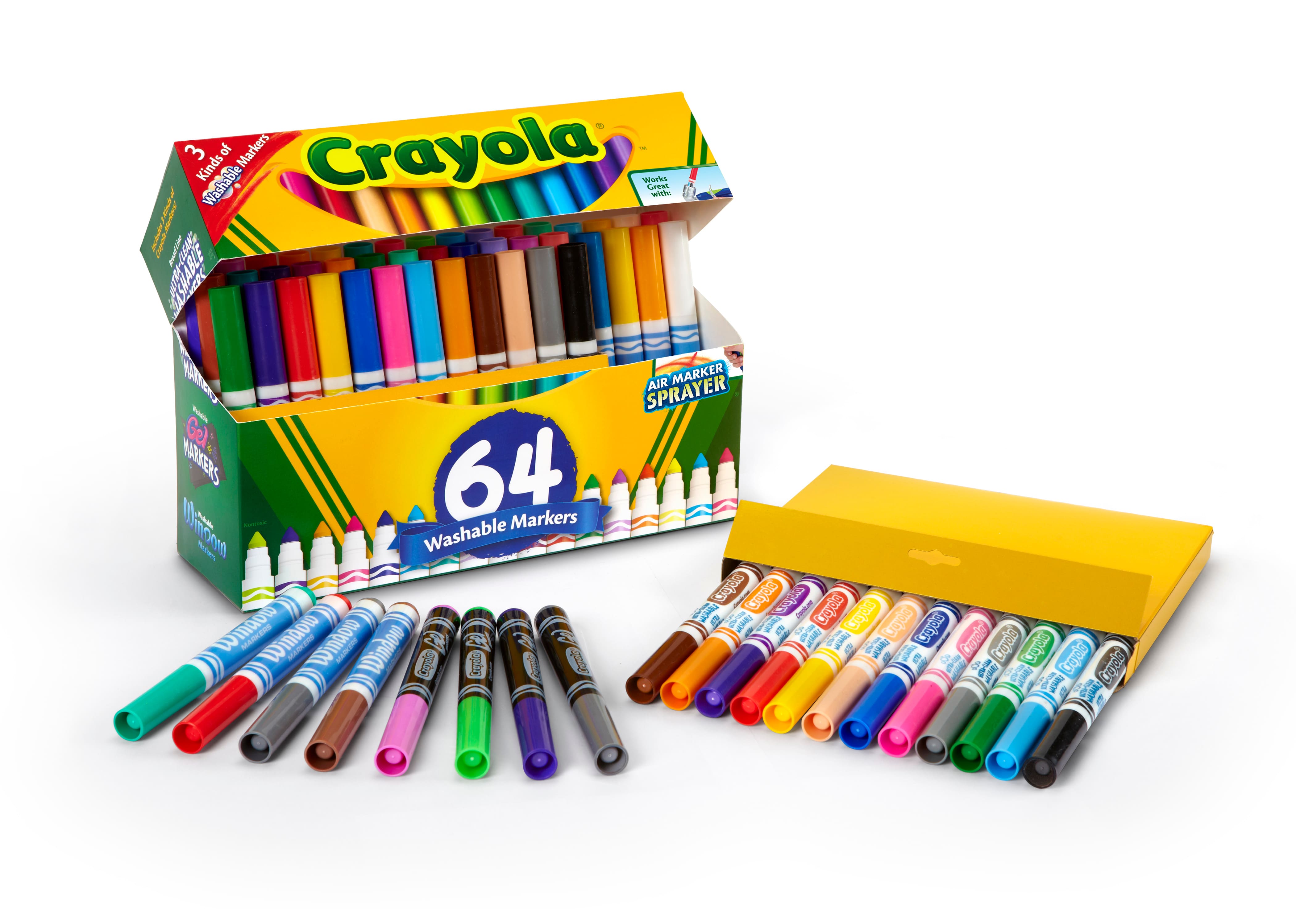 Crayola Washable Markers, Broad Line, 64 Ct.